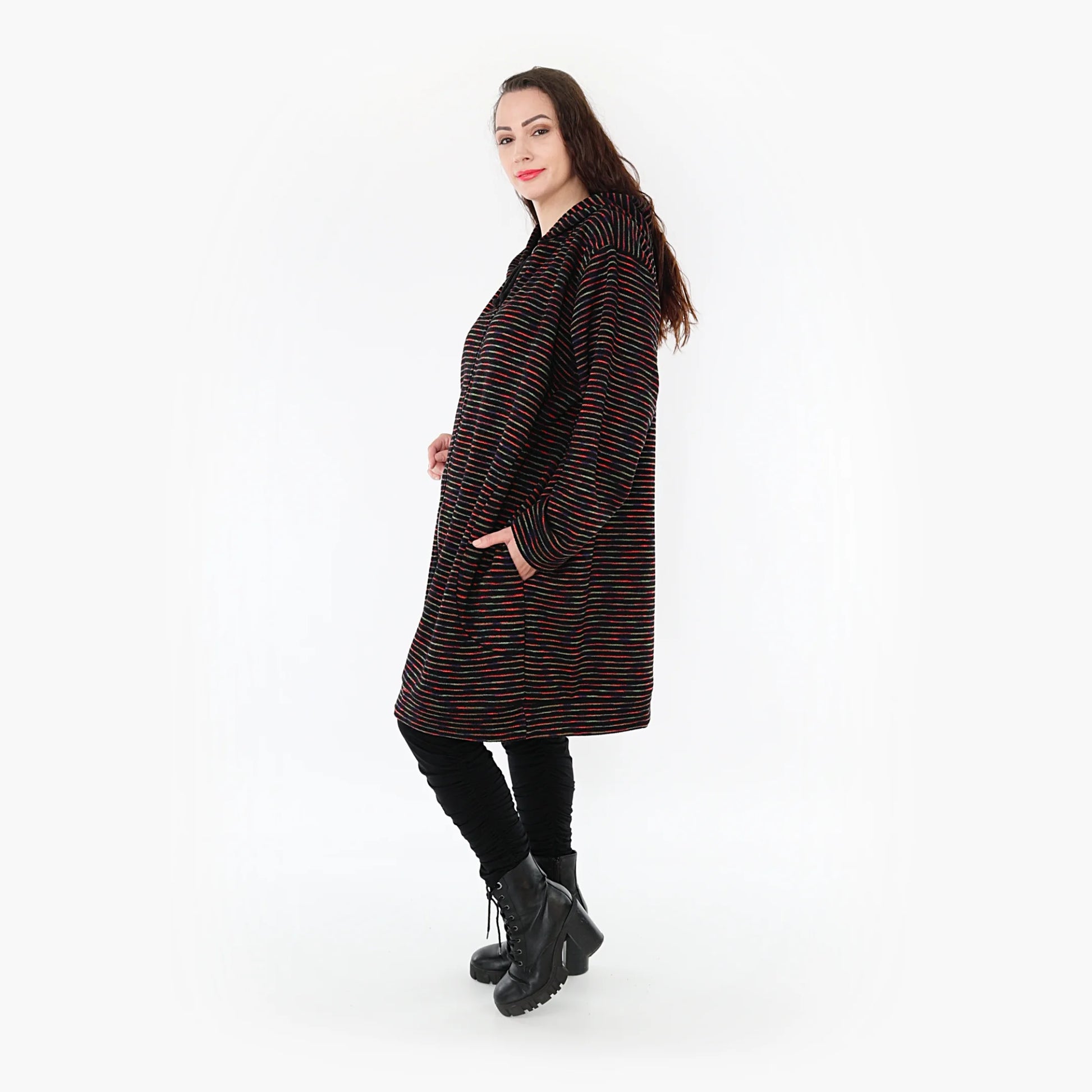 AKH Fashion Jacke in gerader Form, aus Baumwolle, 1367.06820, Schwarz-Grün-Rot, Schick