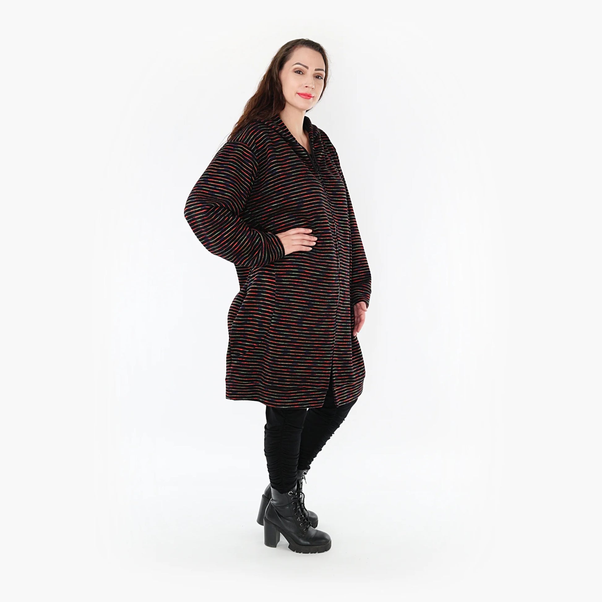 AKH Fashion Jacke in gerader Form, aus Baumwolle, 1367.06820, Schwarz-Grün-Rot, Schick