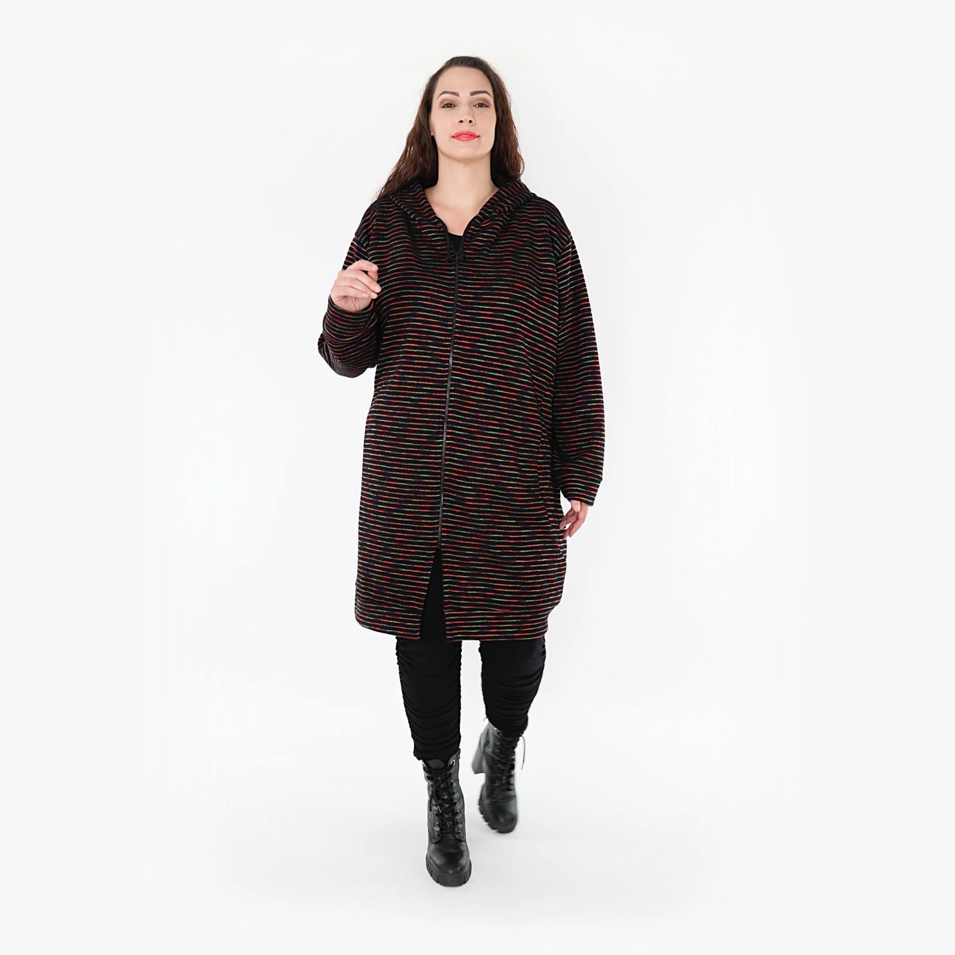 AKH Fashion Jacke in gerader Form, aus Baumwolle, 1367.06820, Schwarz-Grün-Rot, Schick