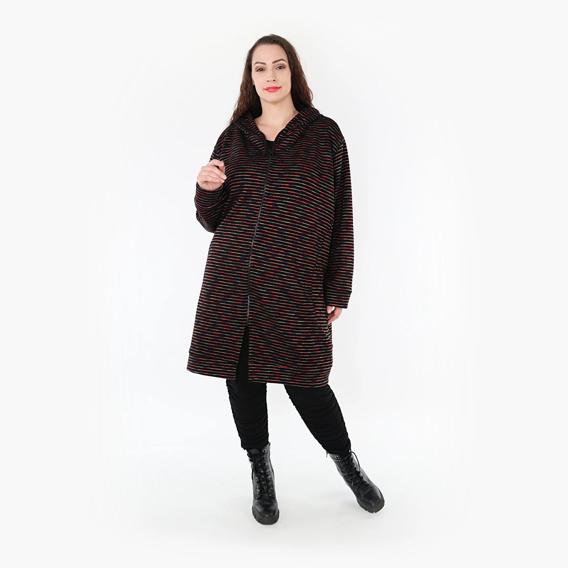 AKH Fashion Jacke in gerader Form, aus Baumwolle, 1367.06820, Schwarz-Grün-Rot, Schick