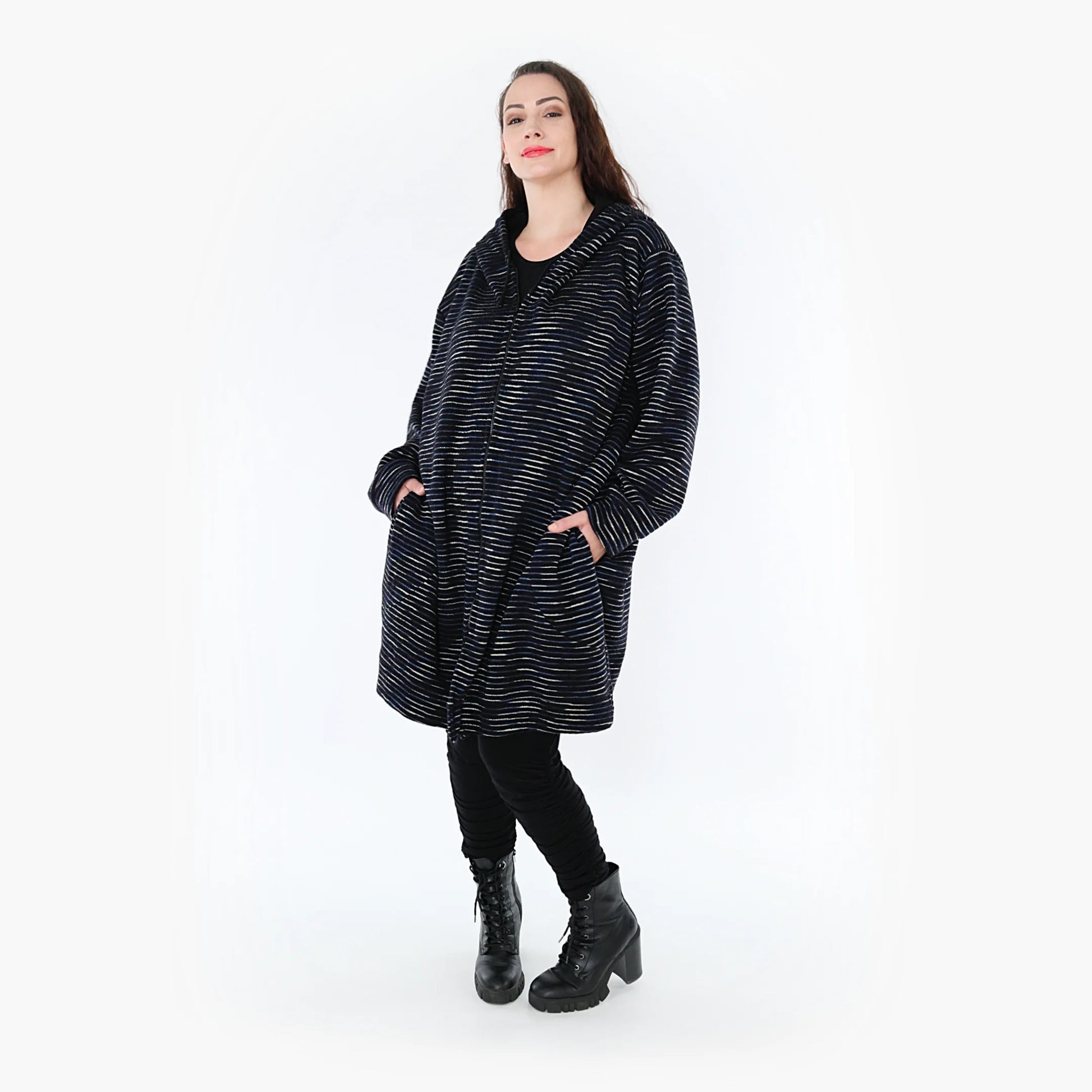 AKH Fashion Jacke in gerader Form, aus Baumwolle, 1367.06820, Schwarz-Blau-Weiß, Schick