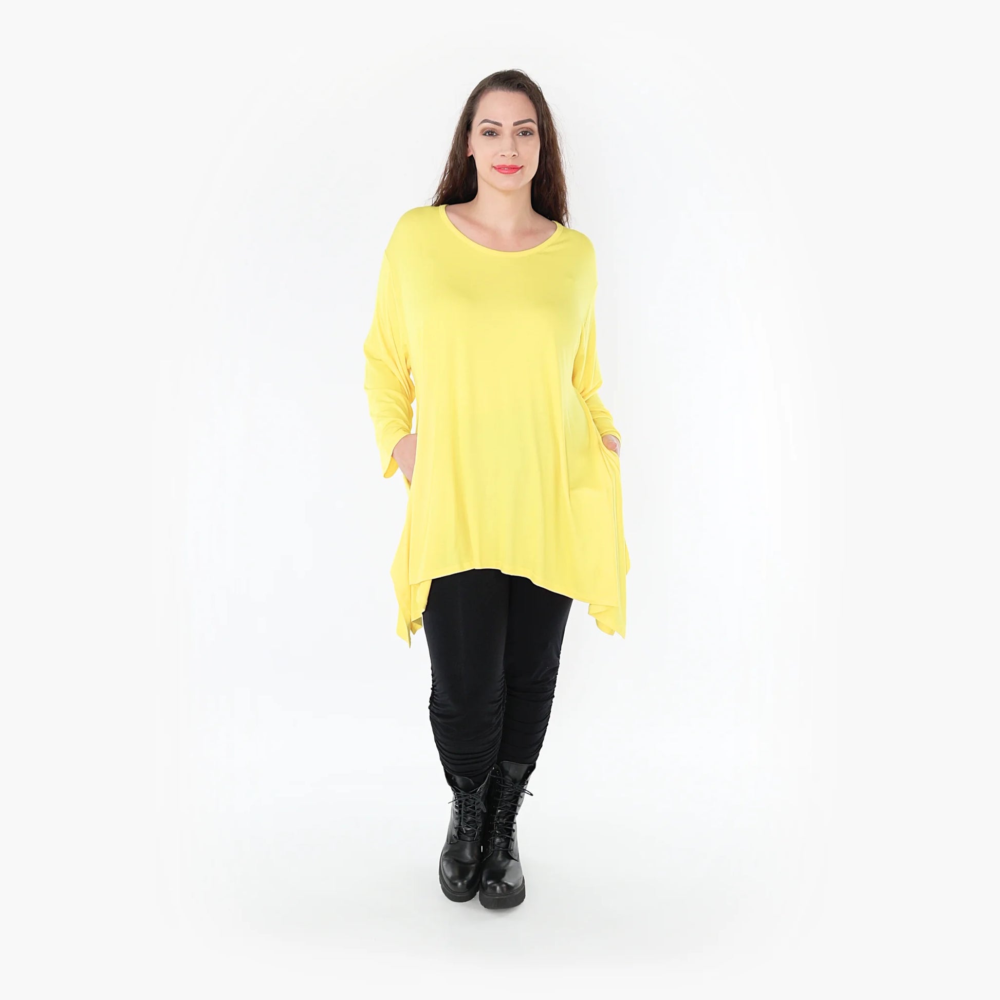 A-Form Shirt von AKH Fashion aus Viskose, 1233.1019L, Gelb, Schick, Modern, Bequem