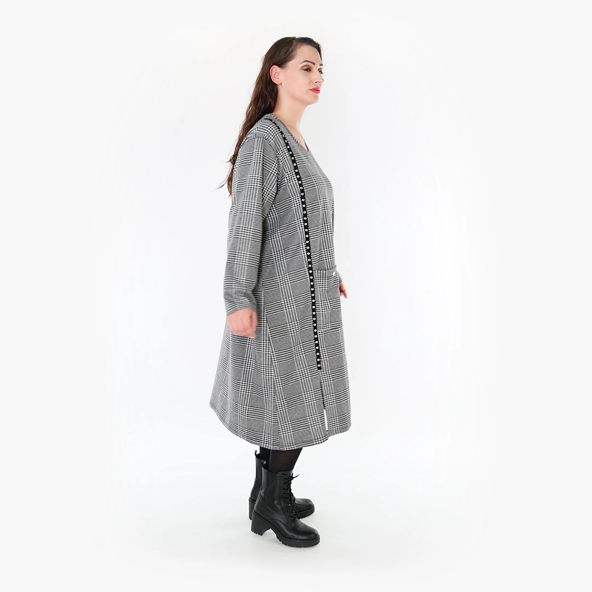 A-Form Kleid von AKH Fashion aus Materialmix, 1363.06982, Weiß-Schwarz, Schick, Modern