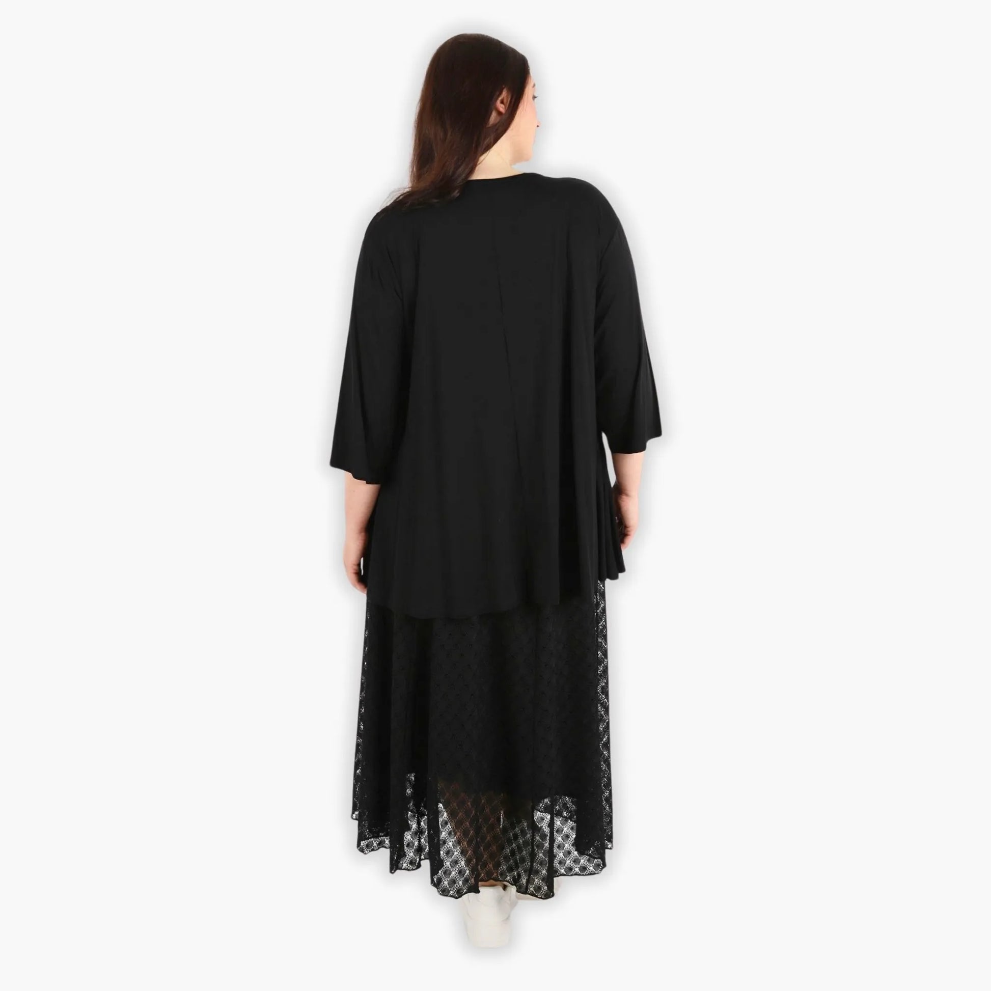 AKH Fashion Rock in gerundeter Form, aus Viskose, 1297.00136, Schwarz, Netz, Schick