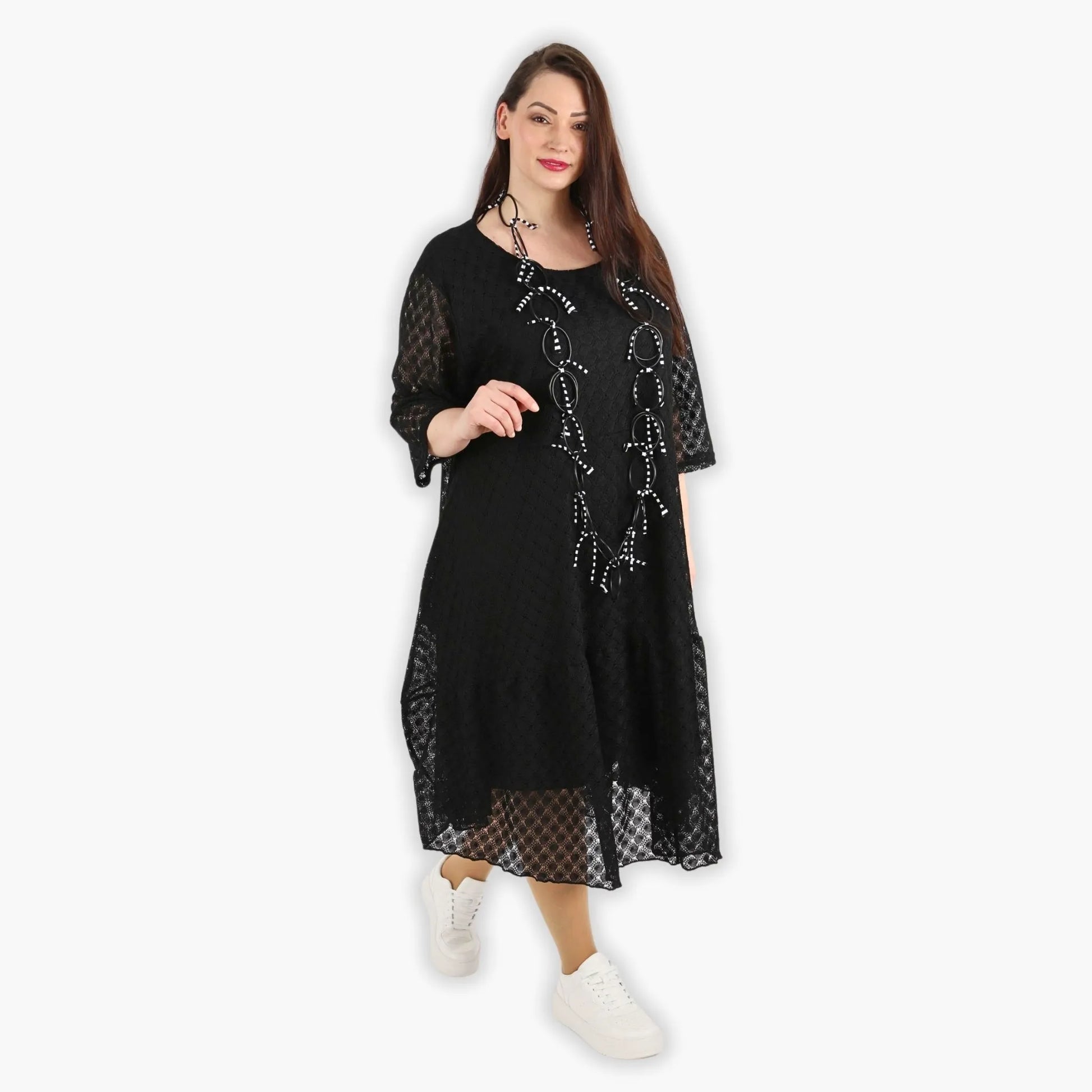 Ballonkleid von AKH Fashion aus Viskose, 1297.06712, Schwarz, Netz, Schick, Modern, Bequem