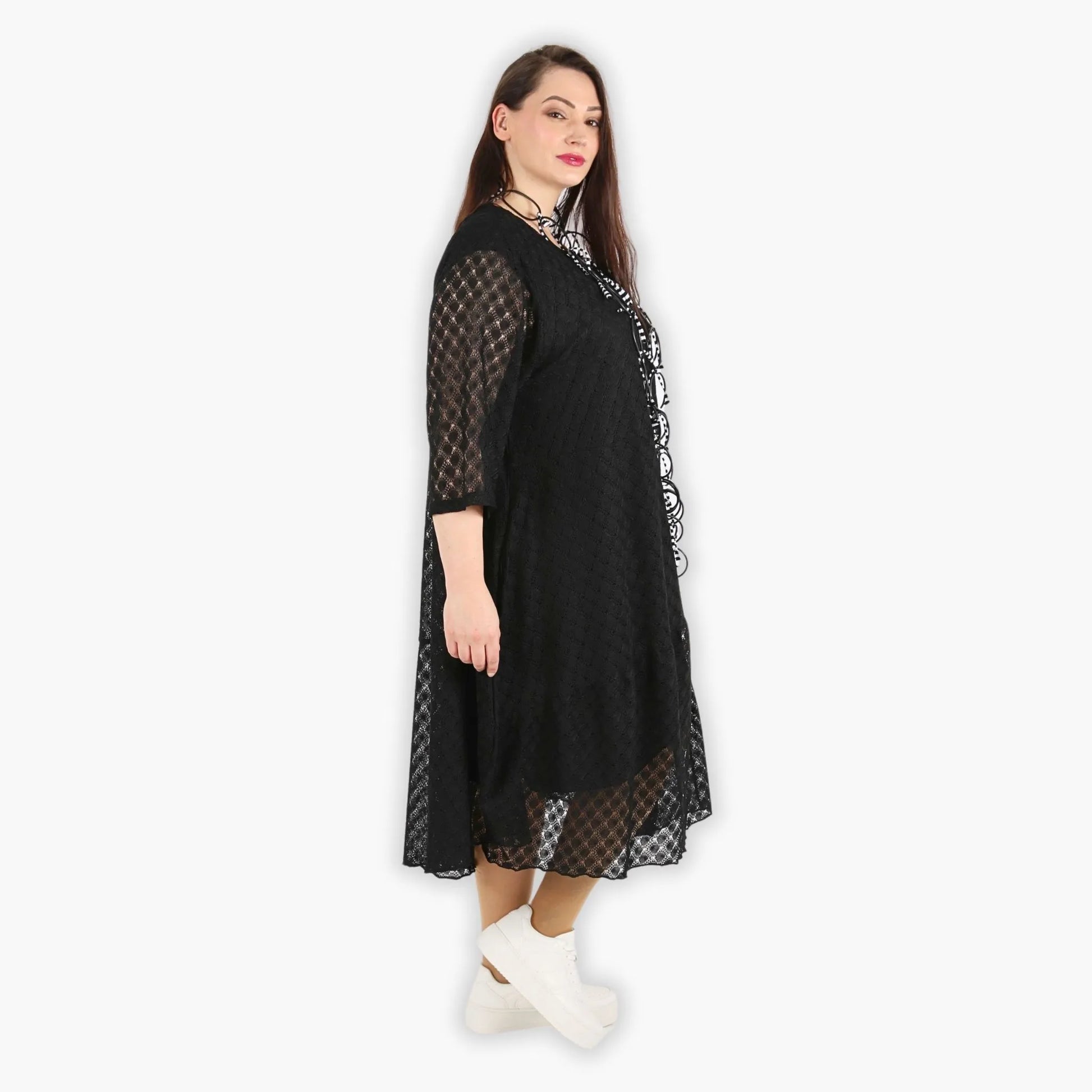 Ballonkleid von AKH Fashion aus Viskose, 1297.06712, Schwarz, Netz, Schick, Modern, Bequem
