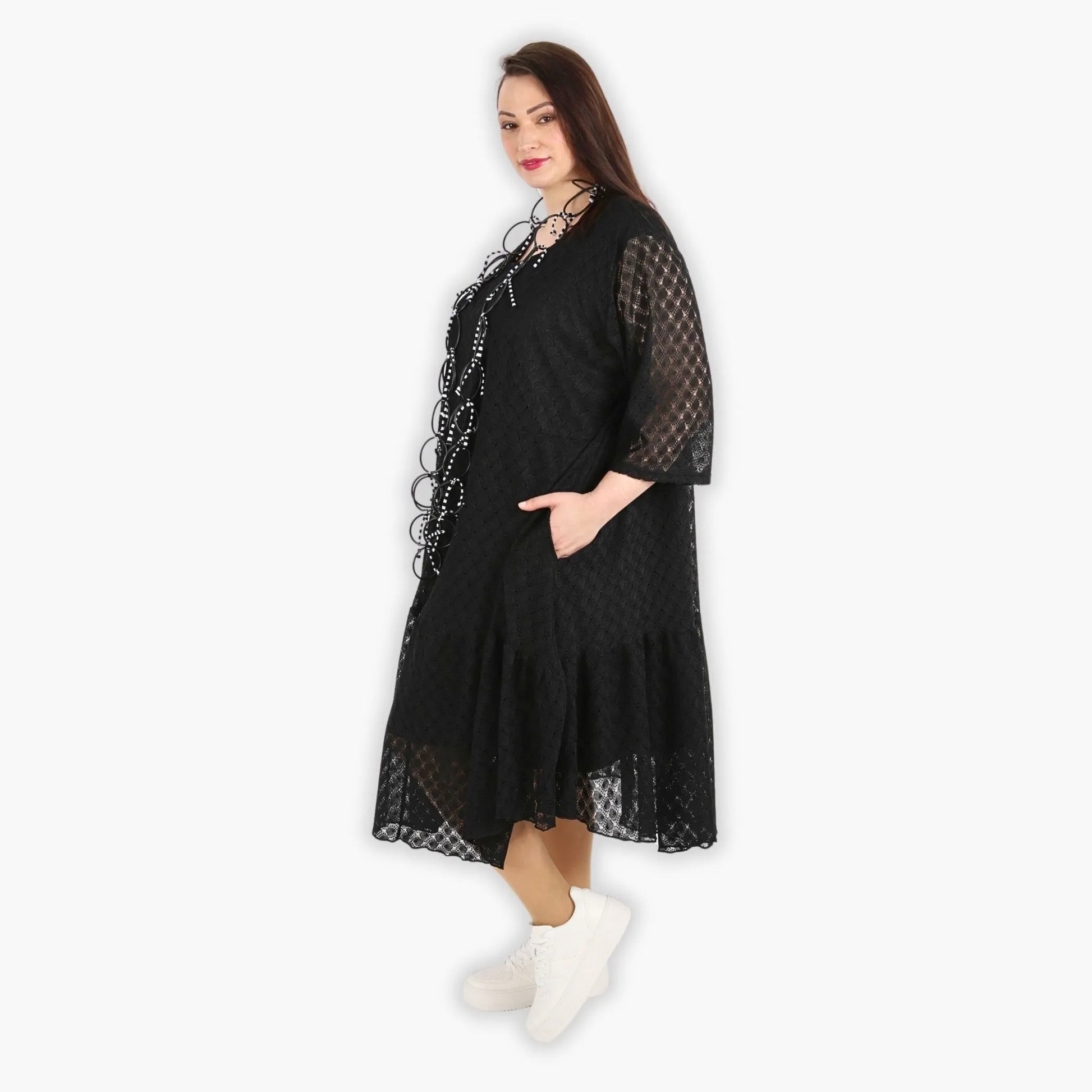 Ballonkleid von AKH Fashion aus Viskose, 1297.06712, Schwarz, Netz, Schick, Modern, Bequem