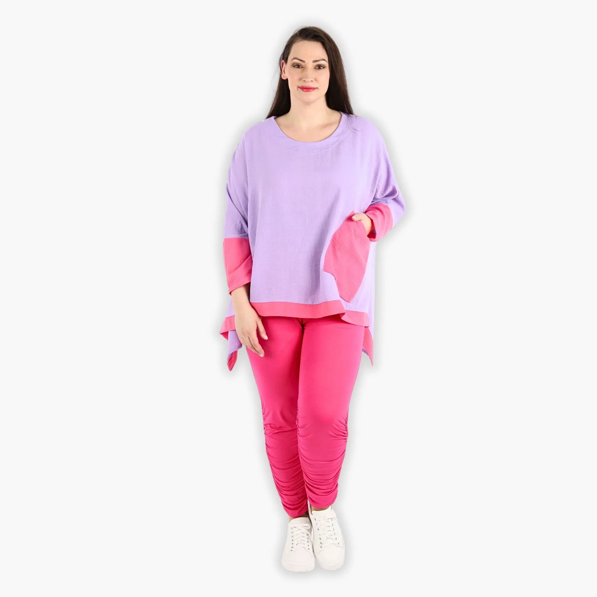 A-Form Bigshirt von AKH Fashion aus Viskose, 1305.02413, Flieder-Pink, Schick, Modern, Bequem