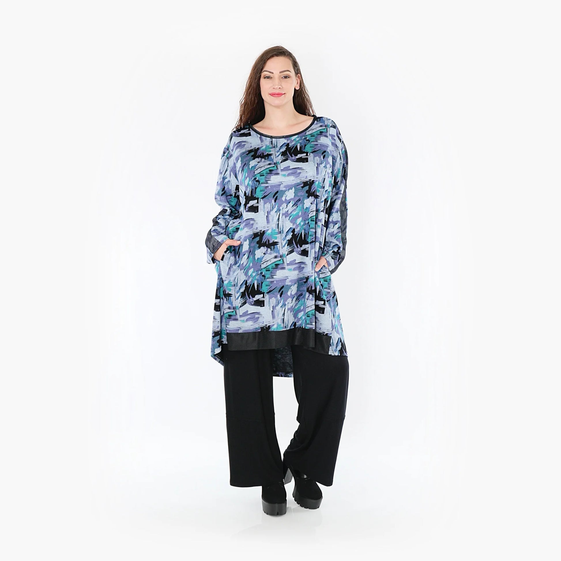 AKH Fashion Shirt in gerader Form, aus Viskose, 1381.06886, Petrol, Grafik, Schick
