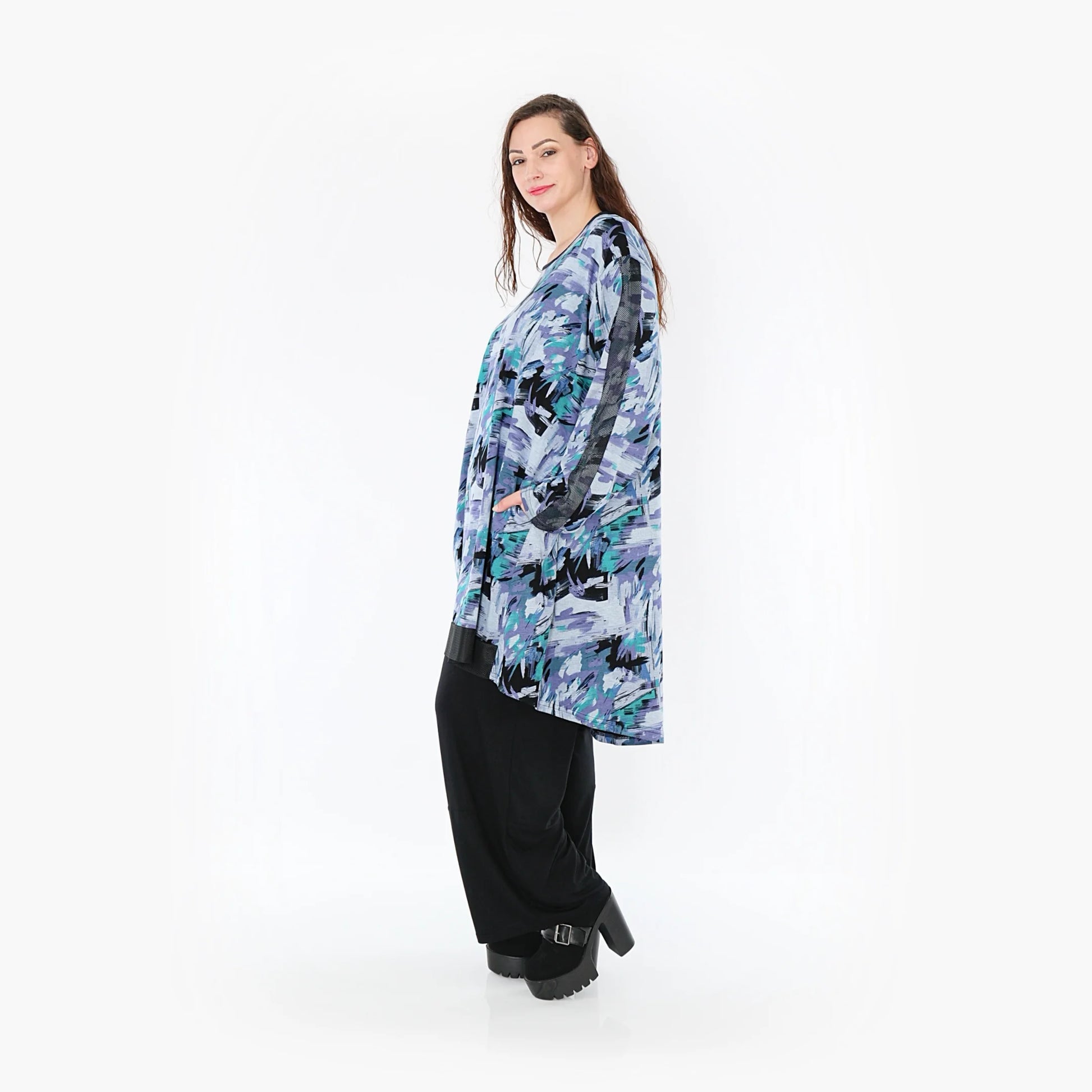 AKH Fashion Shirt in gerader Form, aus Viskose, 1381.06886, Petrol, Grafik, Schick