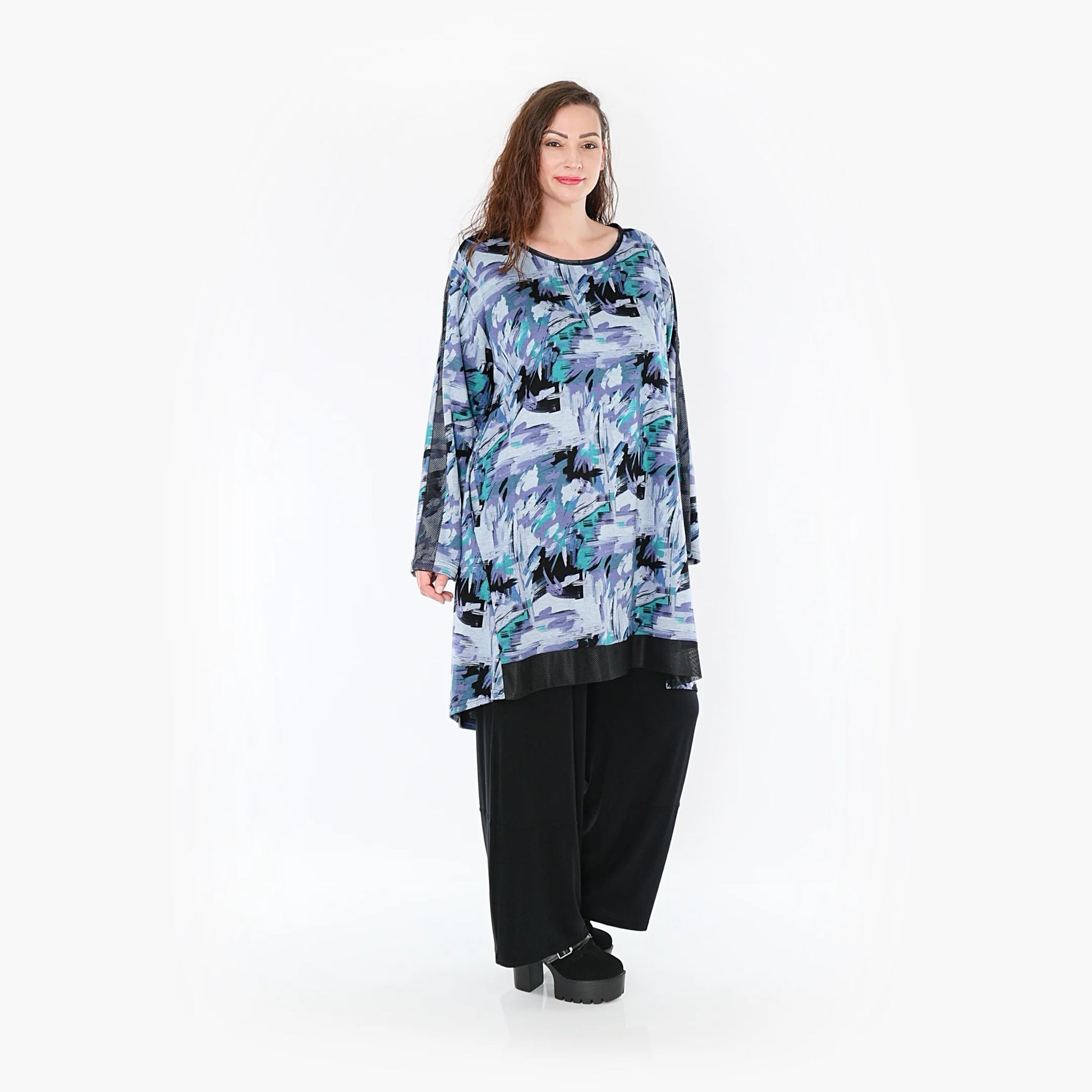 AKH Fashion Shirt in gerader Form, aus Viskose, 1381.06886, Petrol, Grafik, Schick