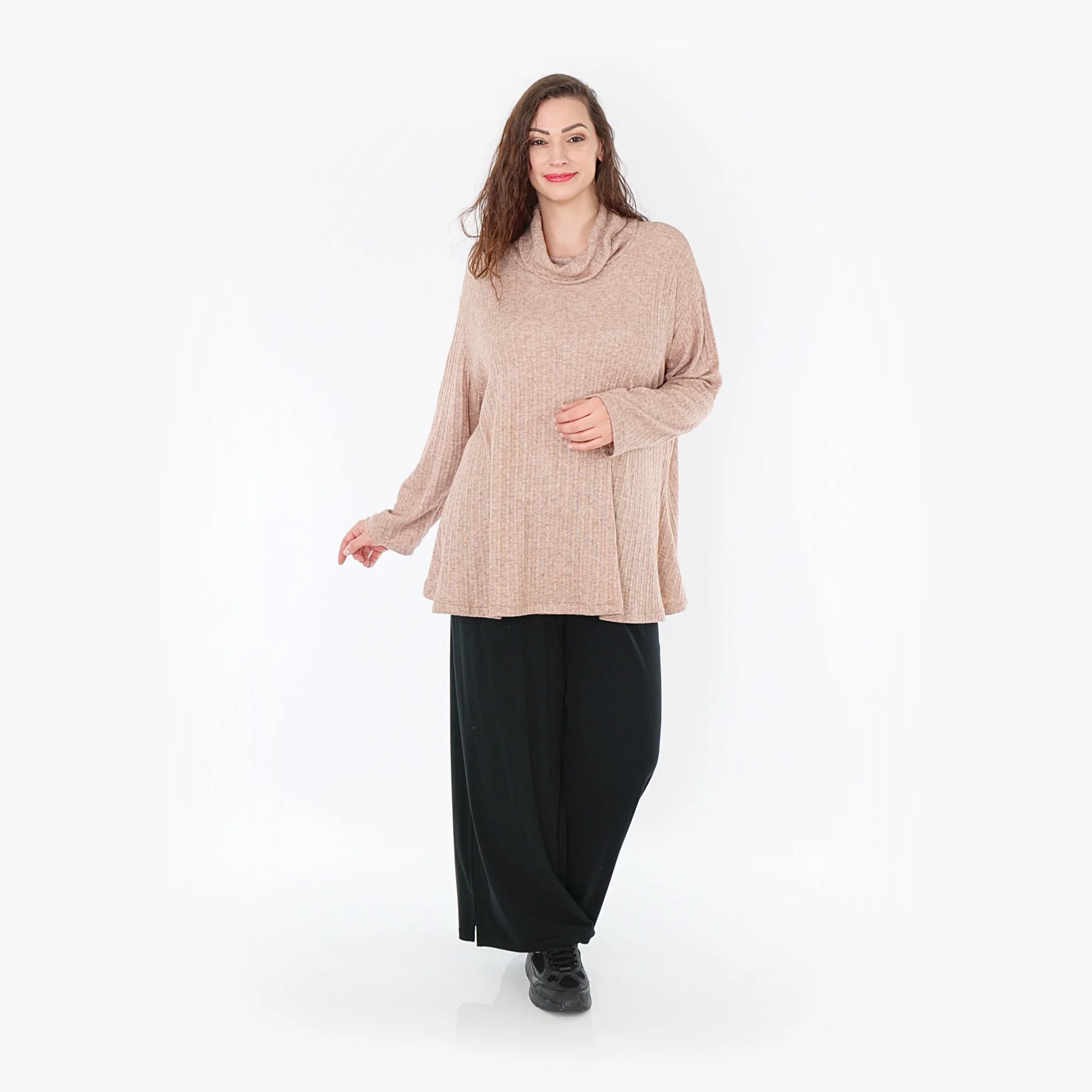 AKH Fashion Shirt in Glocken-Form, aus Polyurethan, 1384.1892R, Taupe, Gerippt, Schick