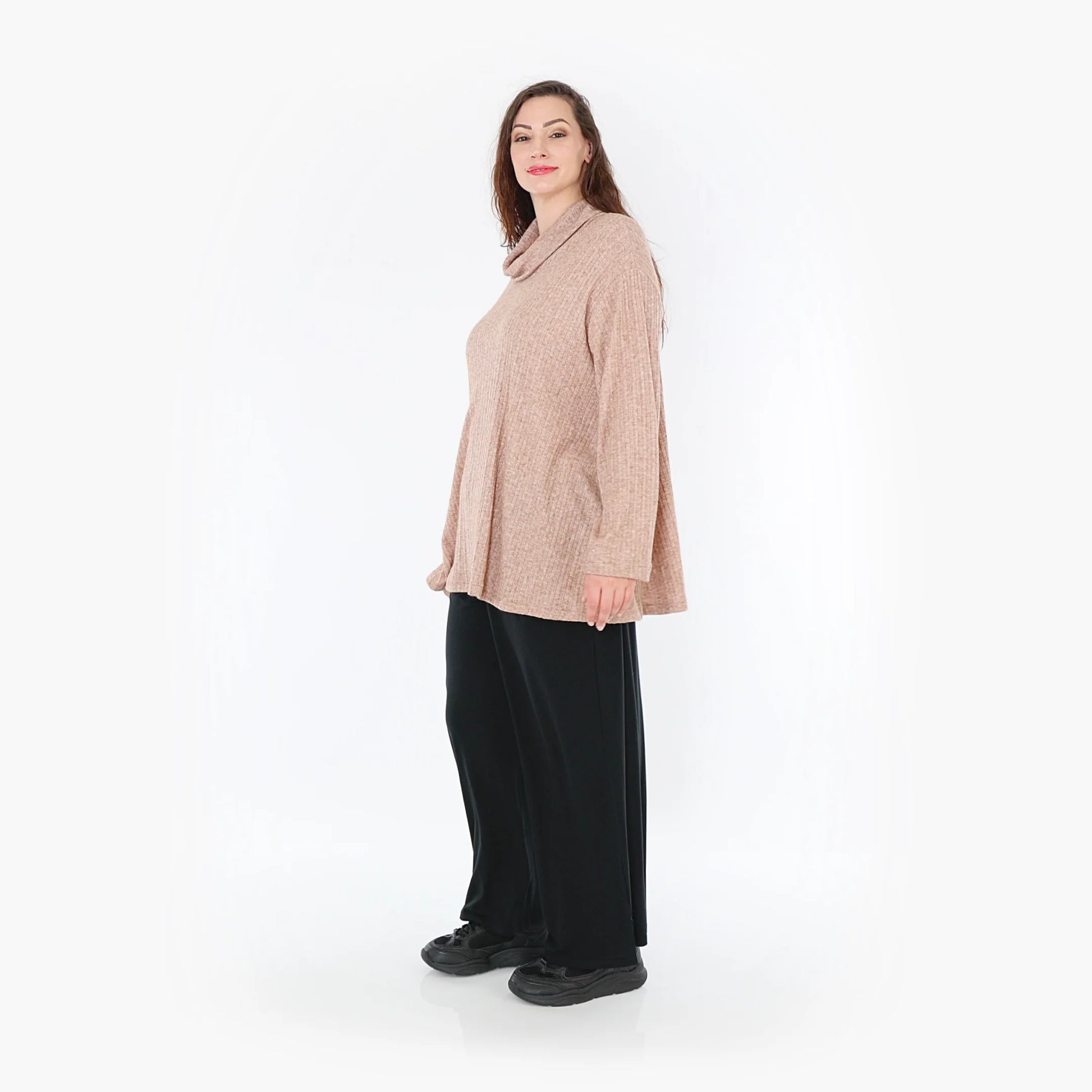 AKH Fashion Shirt in Glocken-Form, aus Polyurethan, 1384.1892R, Taupe, Gerippt, Schick