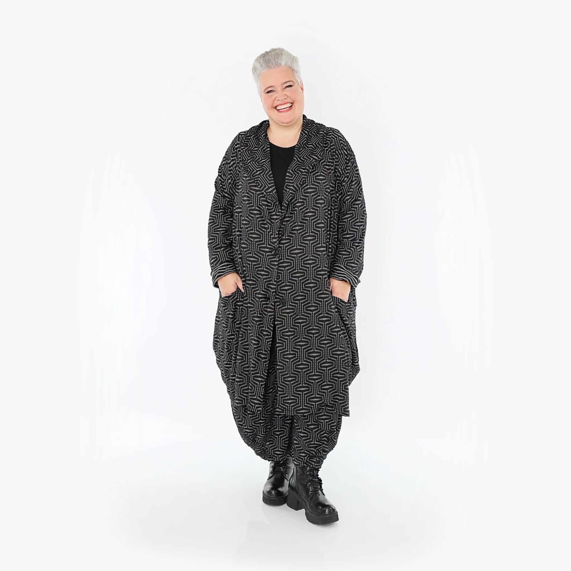 Ballonmantel von AKH Fashion aus Viskose, 1403.02494, Schwarz-Weiß, Schick, Modern, Bequem