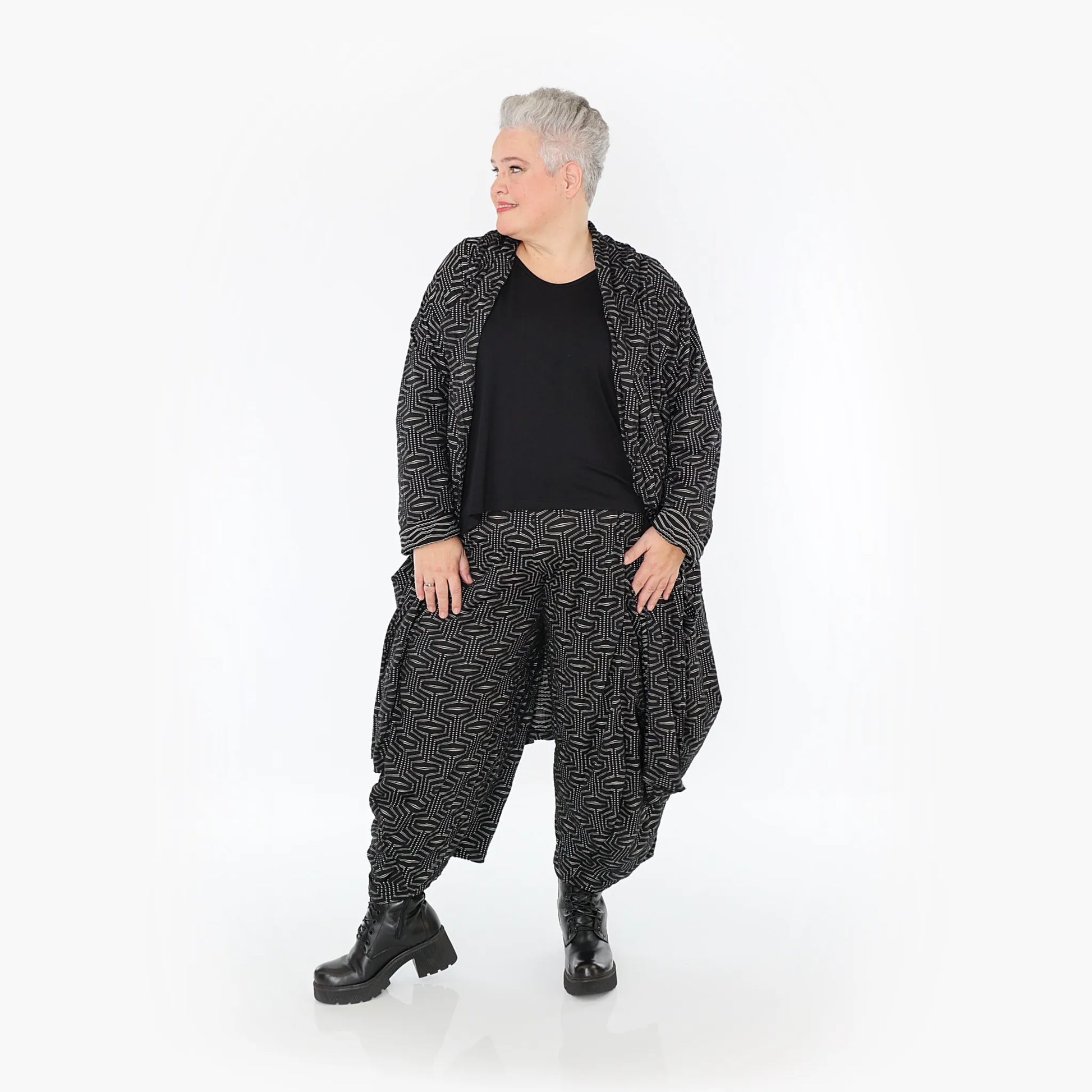 Ballonmantel von AKH Fashion aus Viskose, 1403.02494, Schwarz-Weiß, Schick, Modern, Bequem