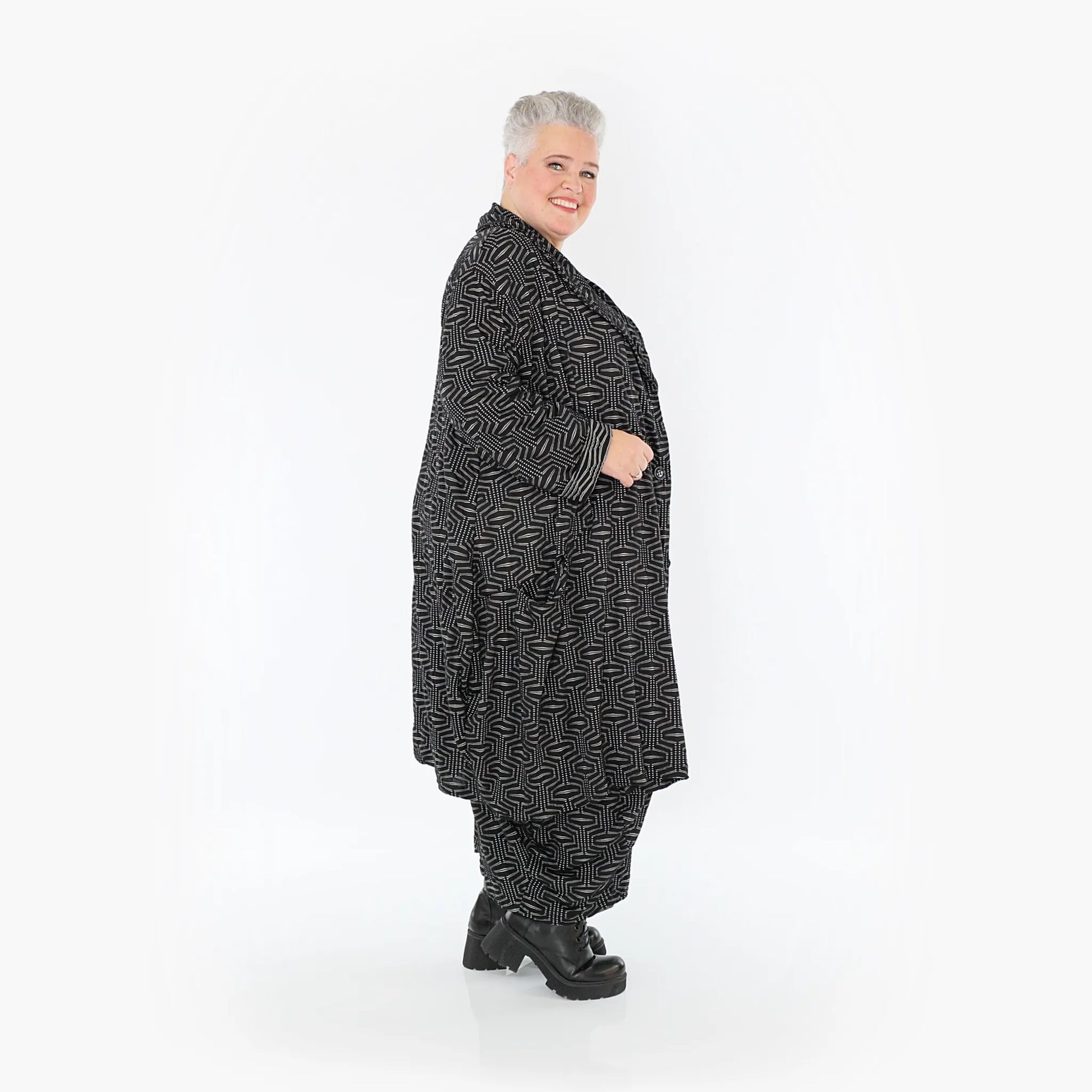 Ballonmantel von AKH Fashion aus Viskose, 1403.02494, Schwarz-Weiß, Schick, Modern, Bequem