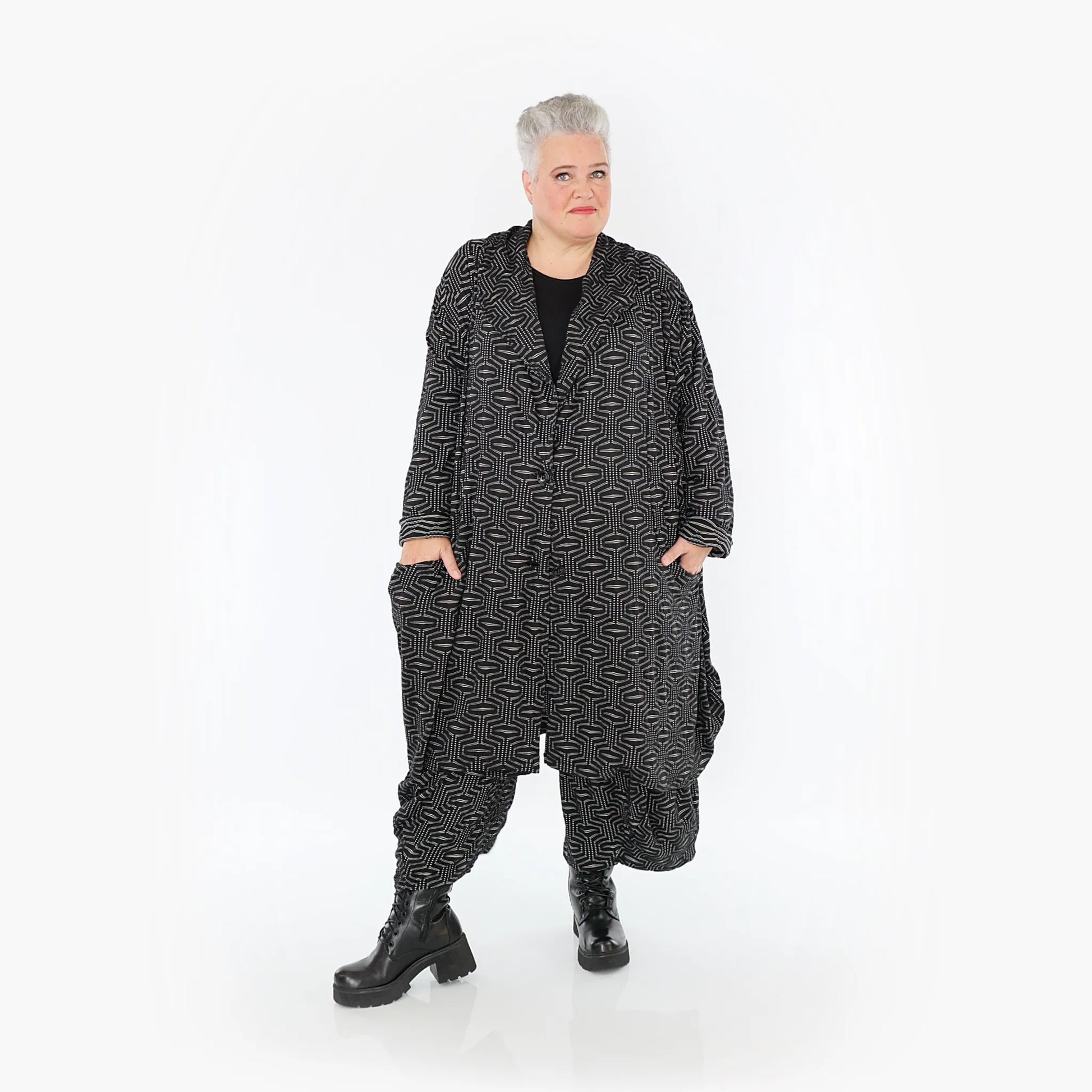 Ballonmantel von AKH Fashion aus Viskose, 1403.02494, Schwarz-Weiß, Schick, Modern, Bequem