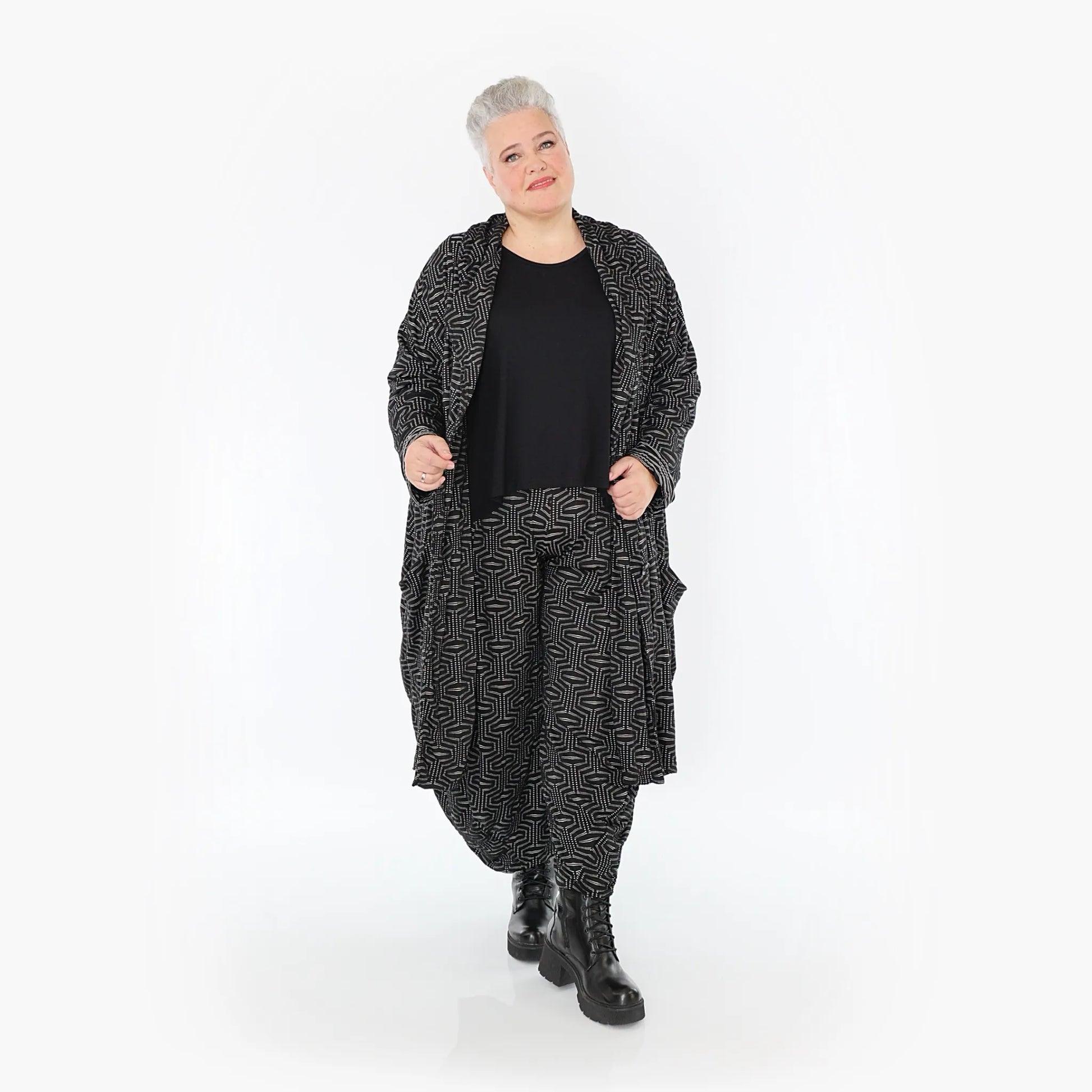 Ballonmantel von AKH Fashion aus Viskose, 1403.02494, Schwarz-Weiß, Schick, Modern, Bequem