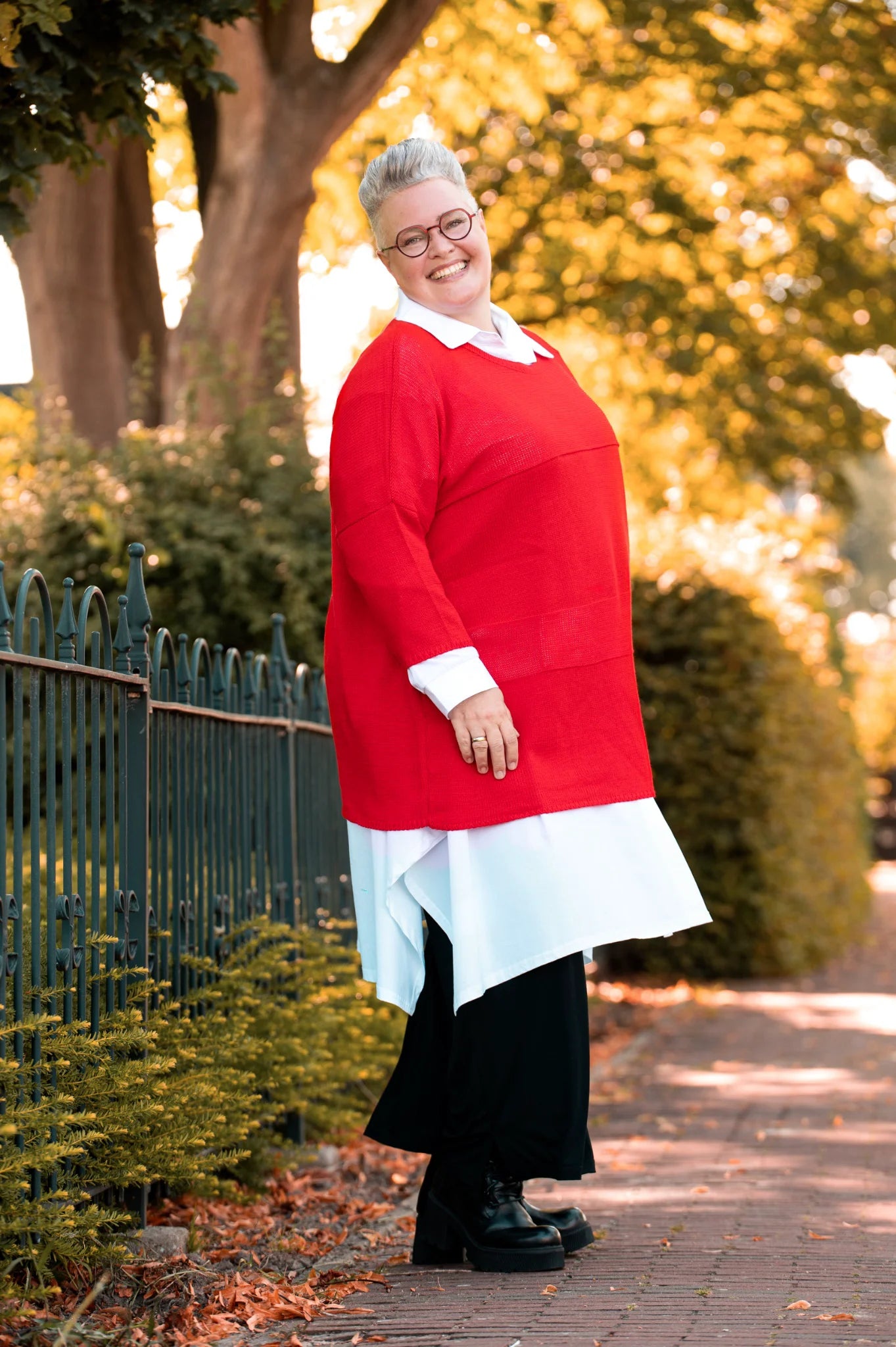 AKH Fashion Bigshirt in kastiger Form, aus Baumwolle, 1338.02417, Rot, Schick, Modern, Bequem