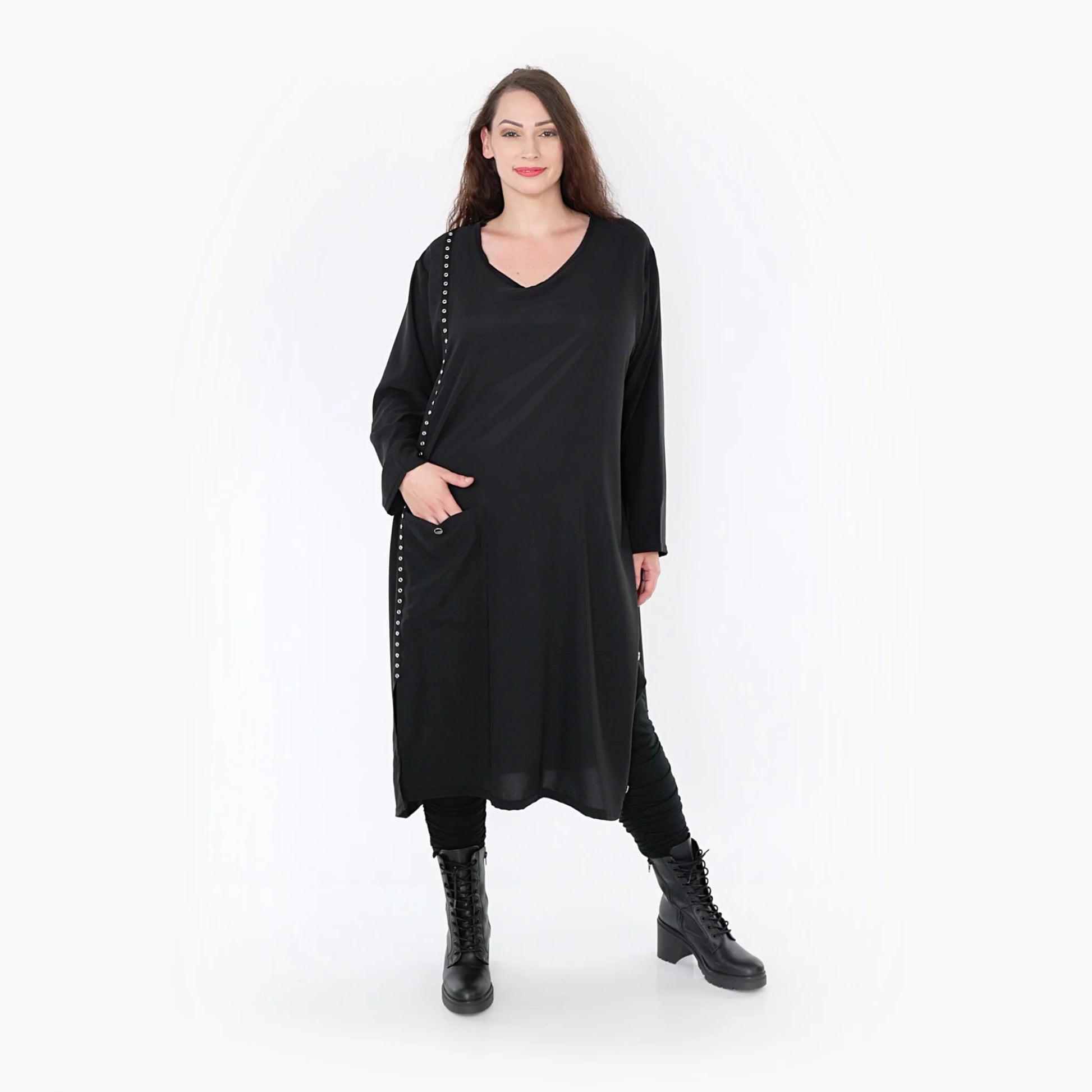 A-Form Kleid von AKH Fashion aus Viskose, 1325.06982, Schwarz, Schick, Modern, Bequem