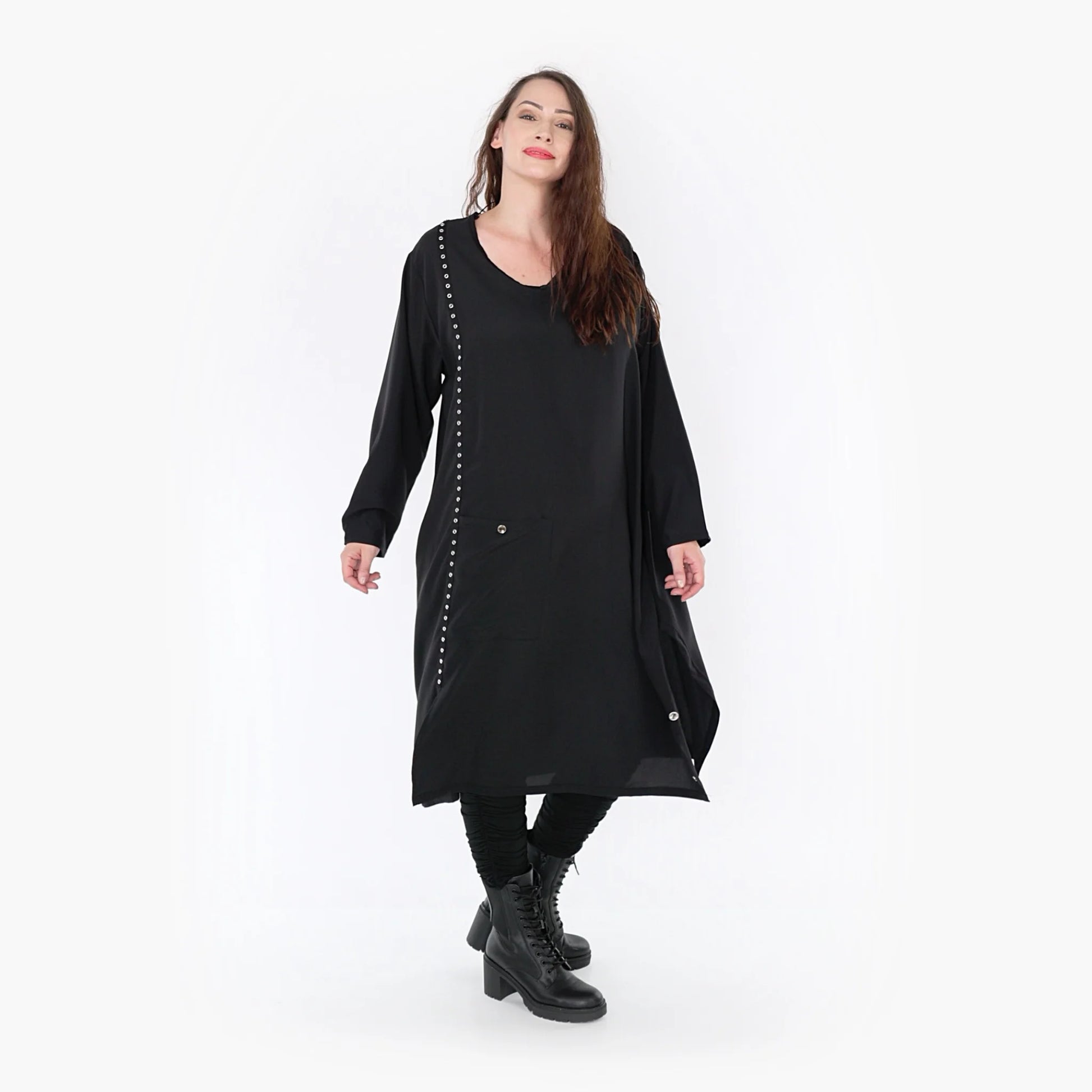A-Form Kleid von AKH Fashion aus Viskose, 1325.06982, Schwarz, Schick, Modern, Bequem
