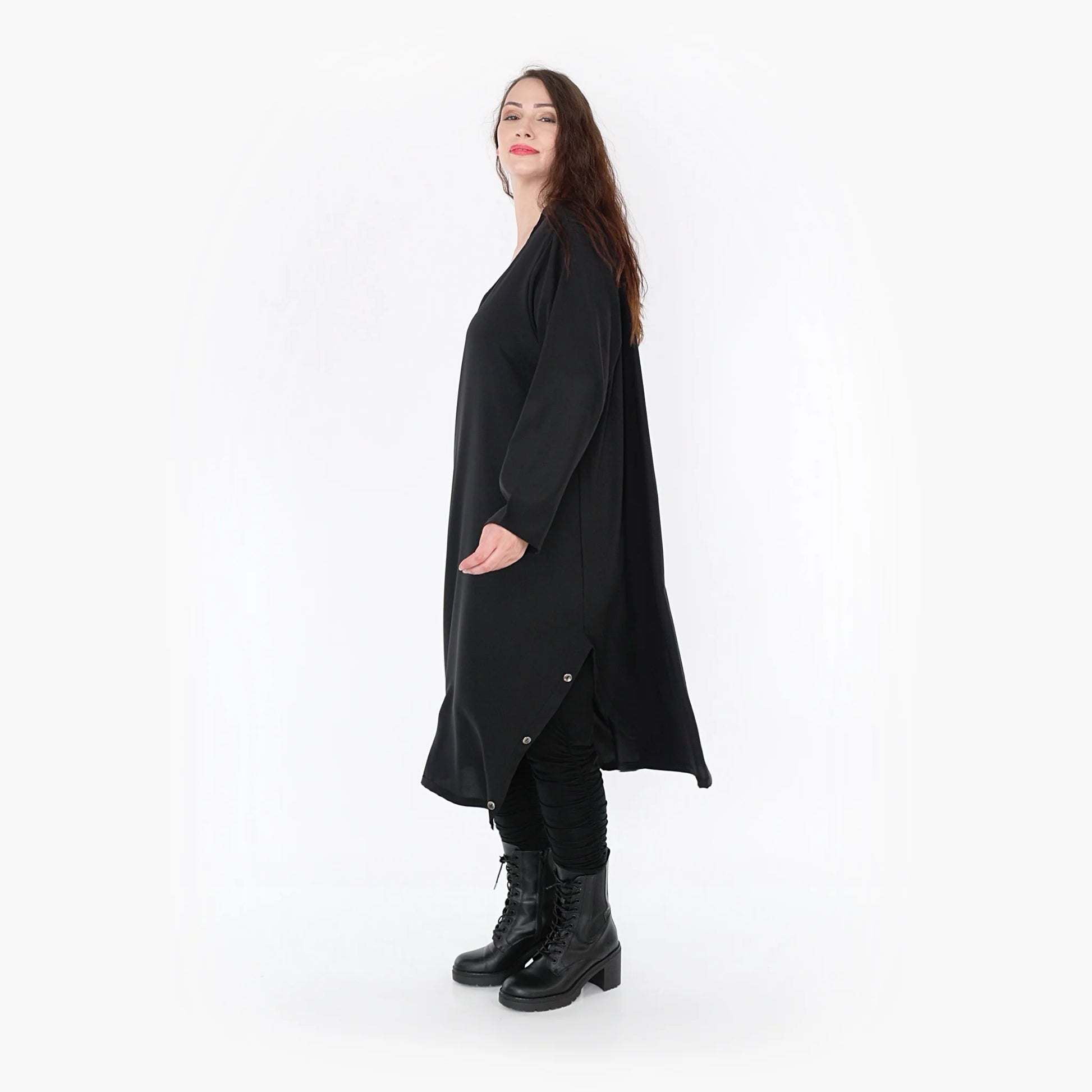A-Form Kleid von AKH Fashion aus Viskose, 1325.06982, Schwarz, Schick, Modern, Bequem