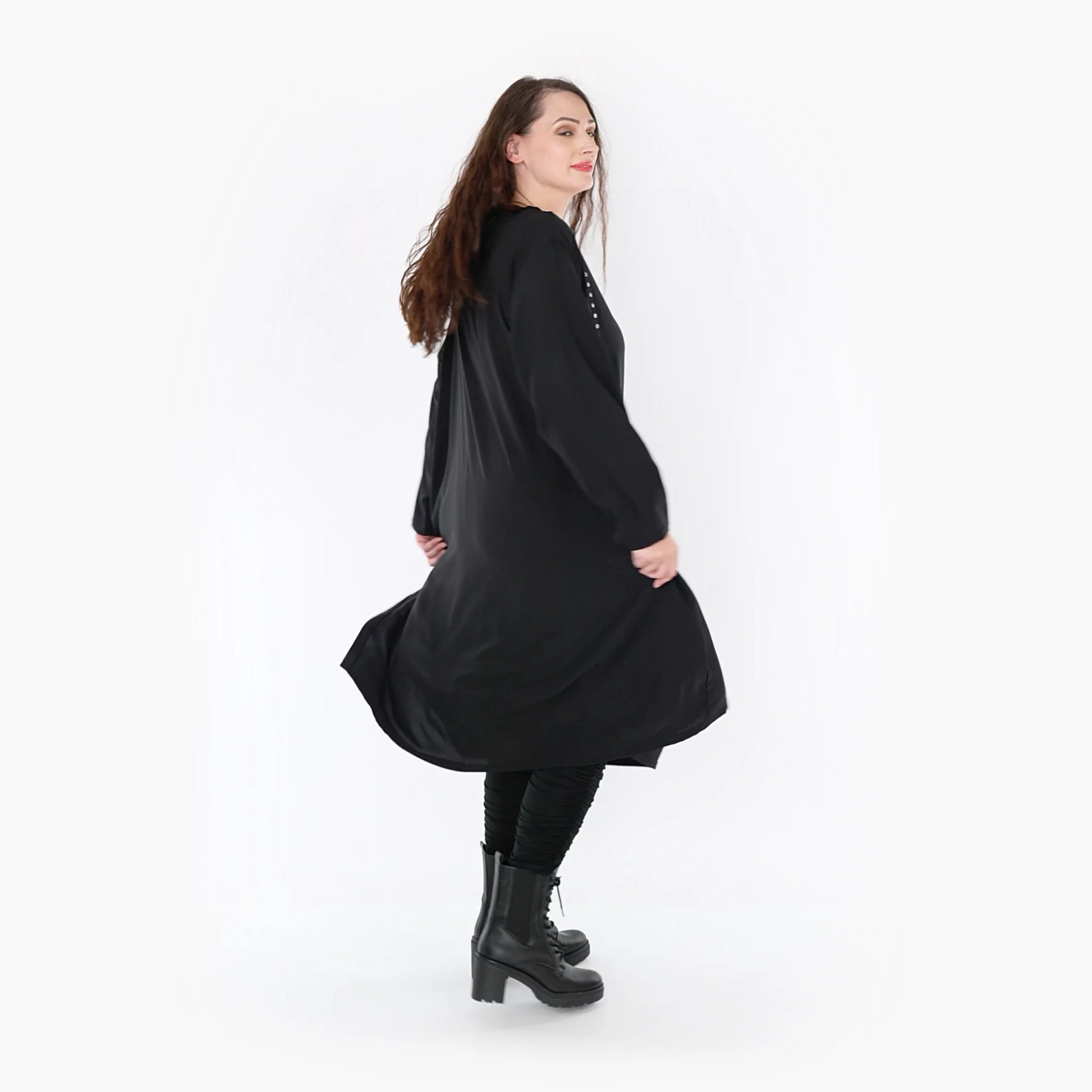 A-Form Kleid von AKH Fashion aus Viskose, 1325.06982, Schwarz, Schick, Modern, Bequem