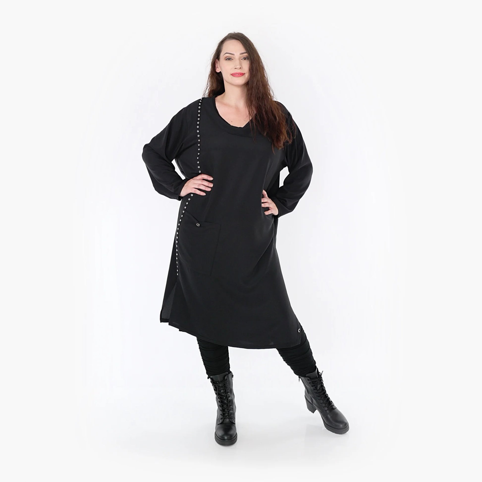 A-Form Kleid von AKH Fashion aus Viskose, 1325.06982, Schwarz, Schick, Modern, Bequem