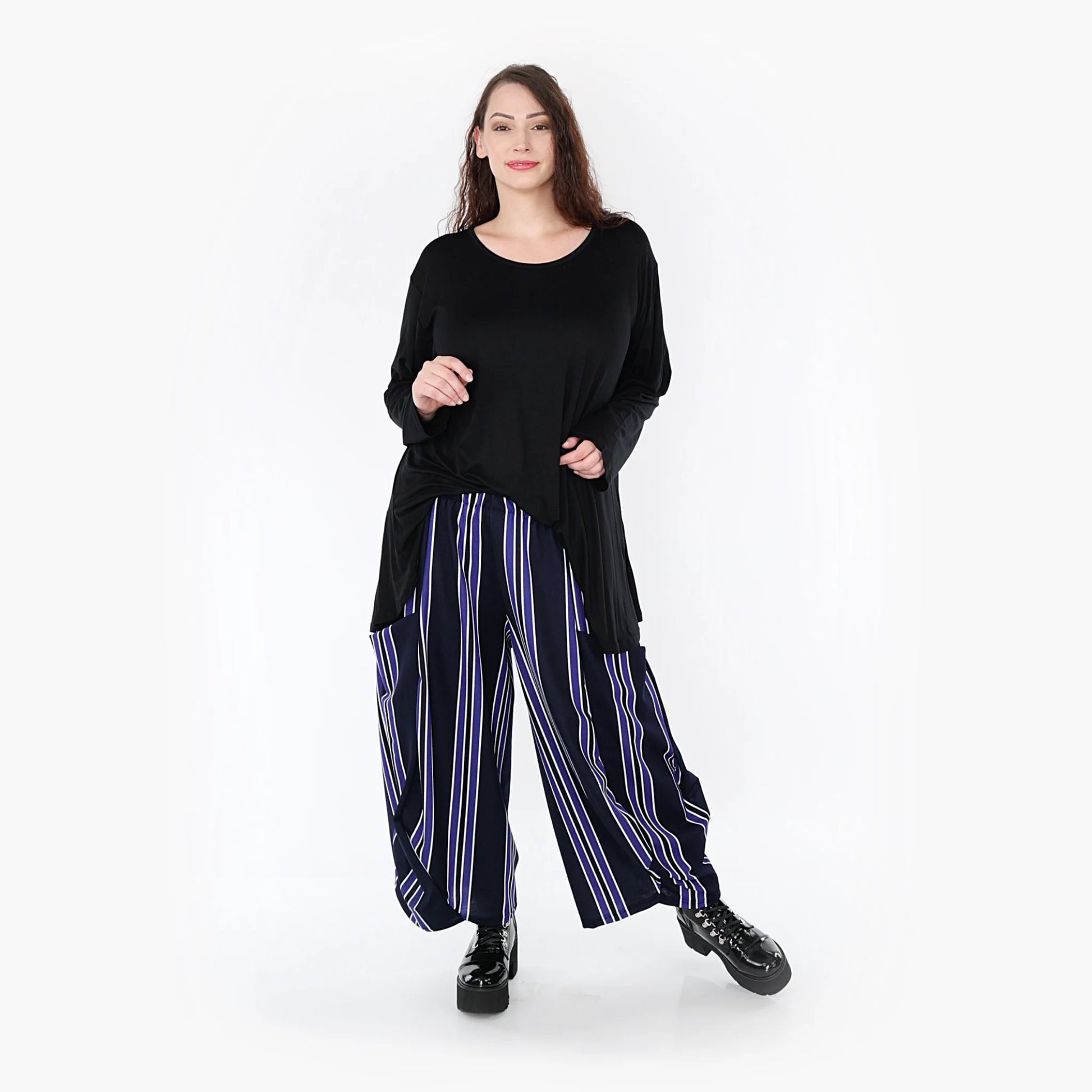 Ballonhose von AKH Fashion aus Materialmix, 1331.08069, Blau-Marine-Weiß, Schick, Modern