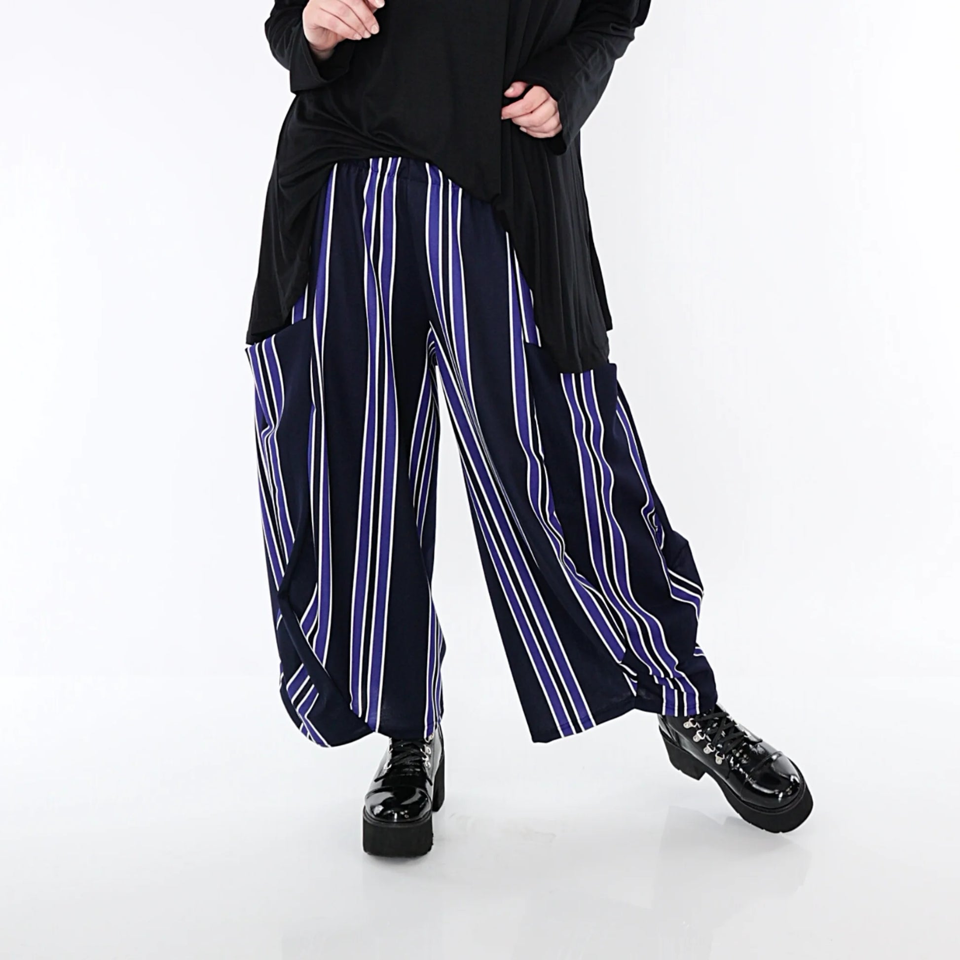 Ballonhose von AKH Fashion aus Materialmix, 1331.08069, Blau-Marine-Weiß, Schick, Modern