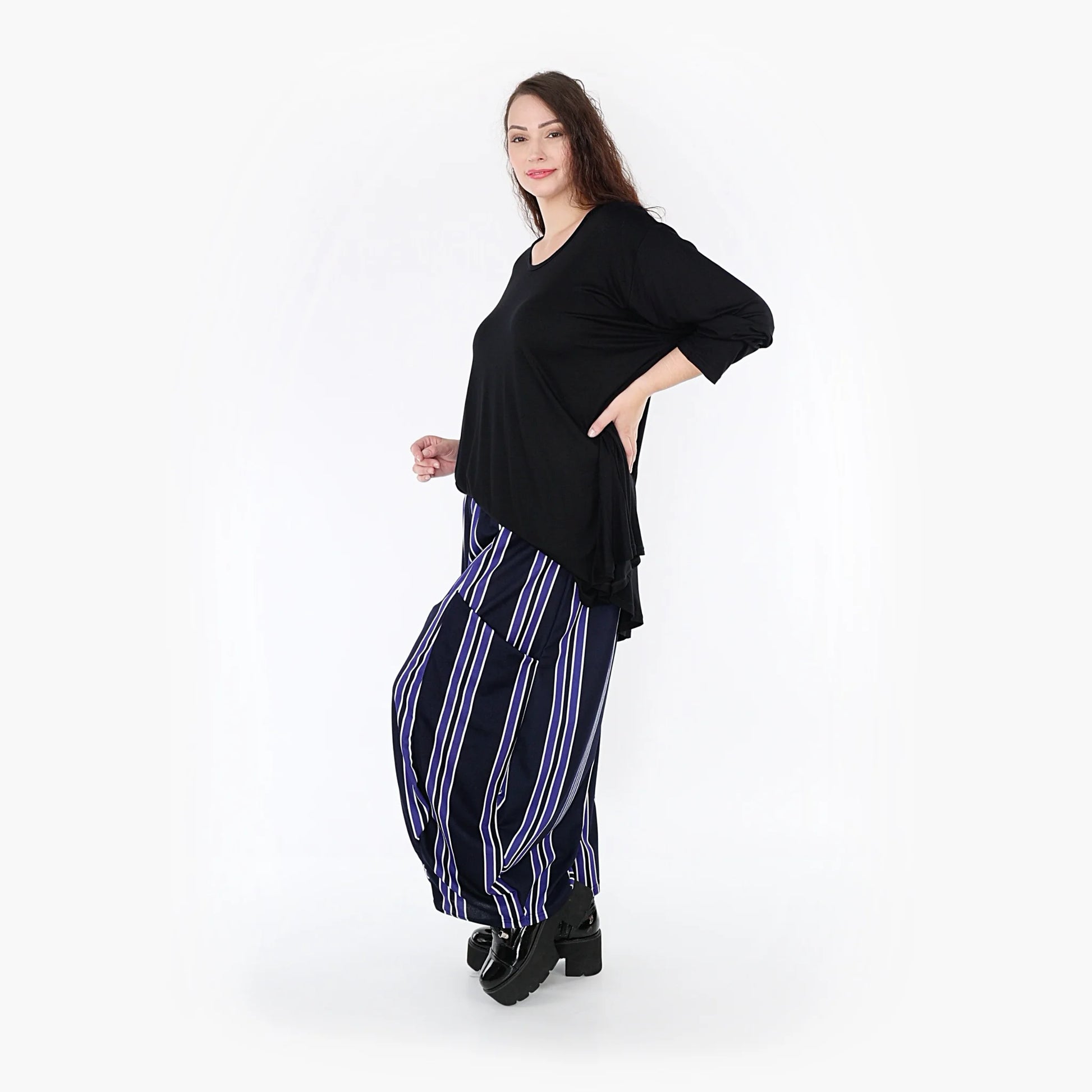 Ballonhose von AKH Fashion aus Materialmix, 1331.08069, Blau-Marine-Weiß, Schick, Modern