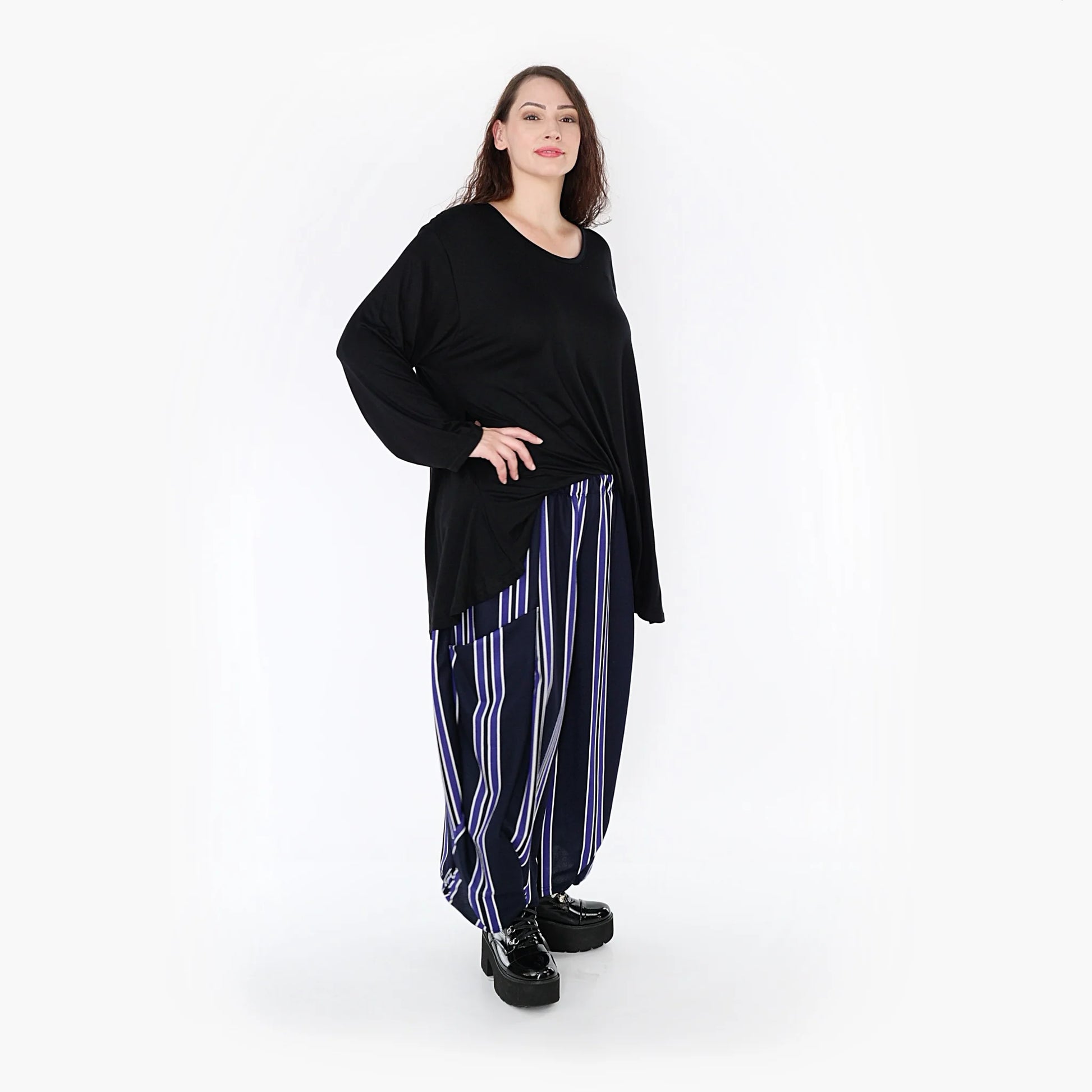 Ballonhose von AKH Fashion aus Materialmix, 1331.08069, Blau-Marine-Weiß, Schick, Modern