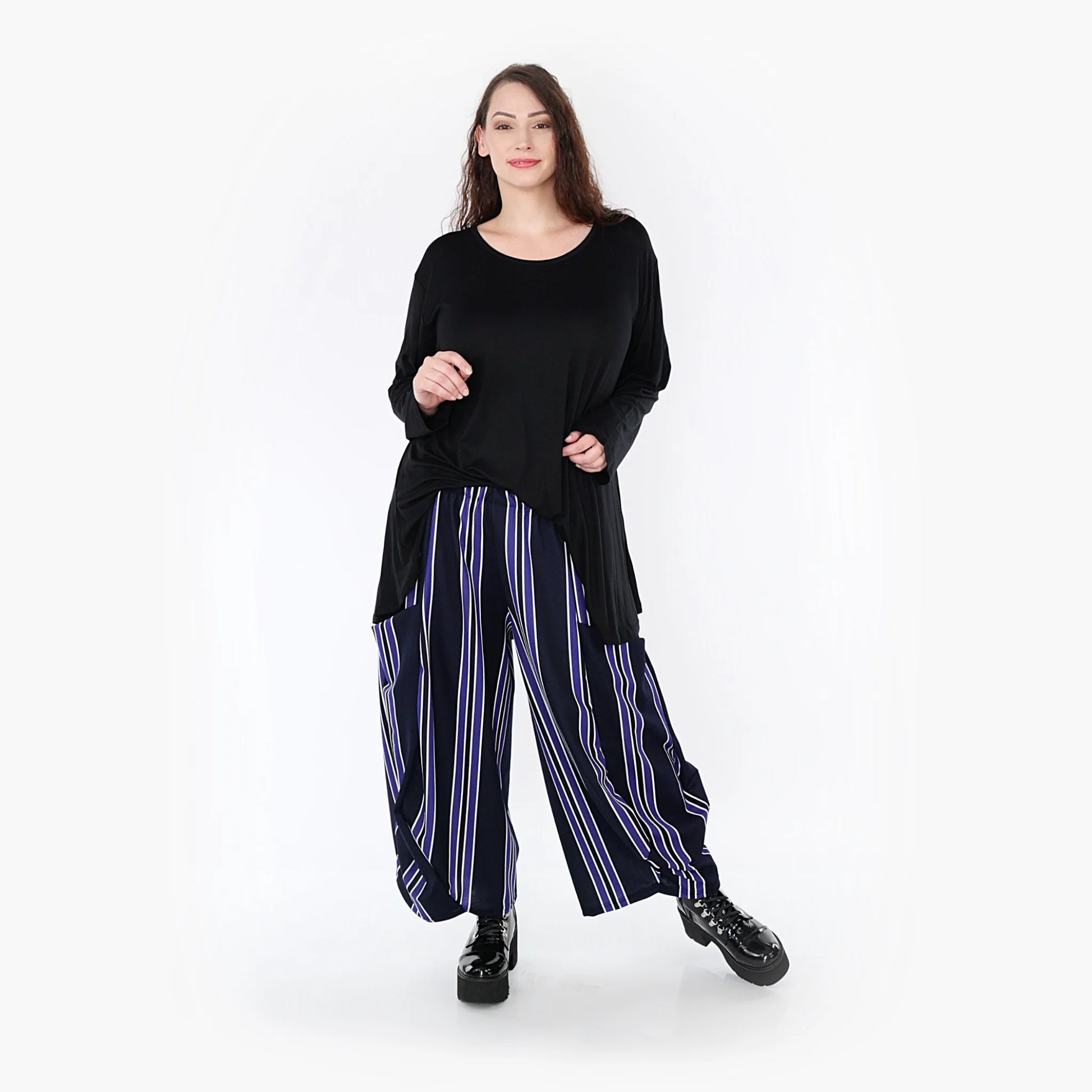 Ballonhose von AKH Fashion aus Materialmix, 1331.08069, Blau-Marine-Weiß, Schick, Modern