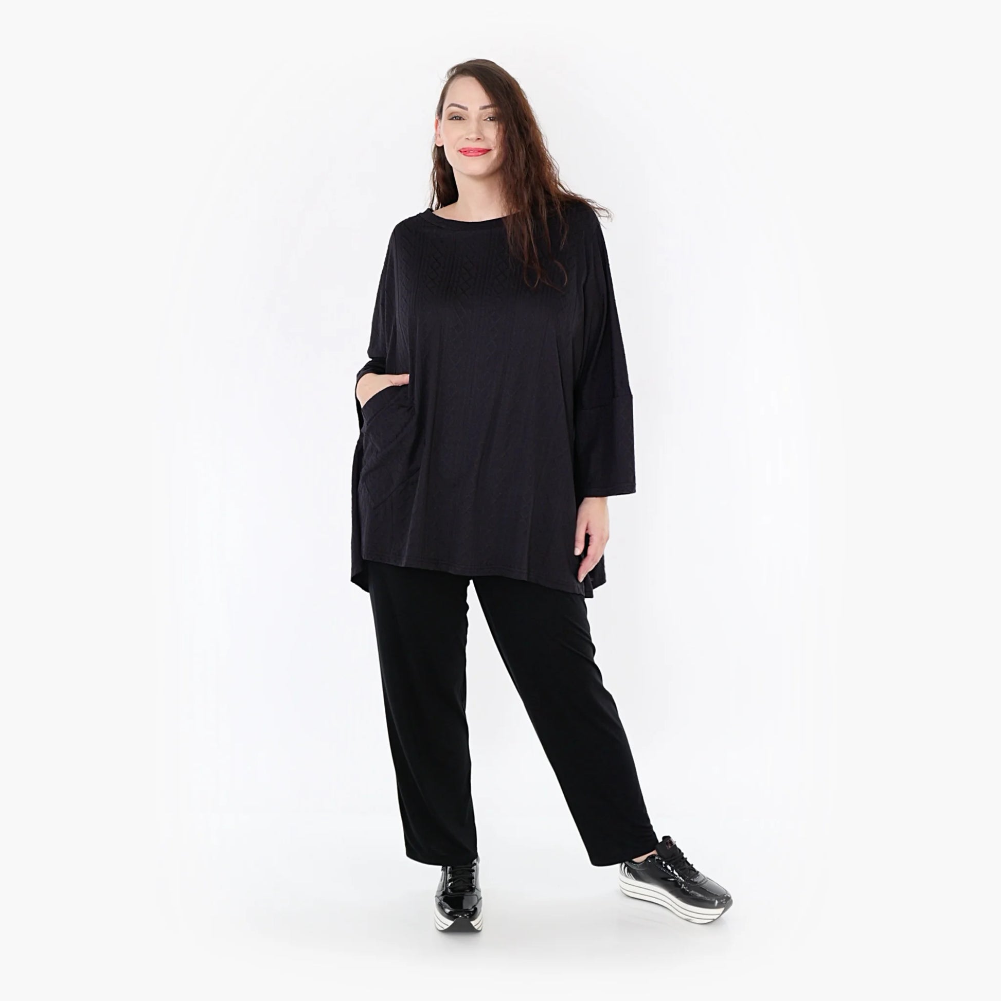 A-Form Bigshirt von AKH Fashion aus Viskose, 1340.06973, Schwarz, Schick, Modern, Bequem