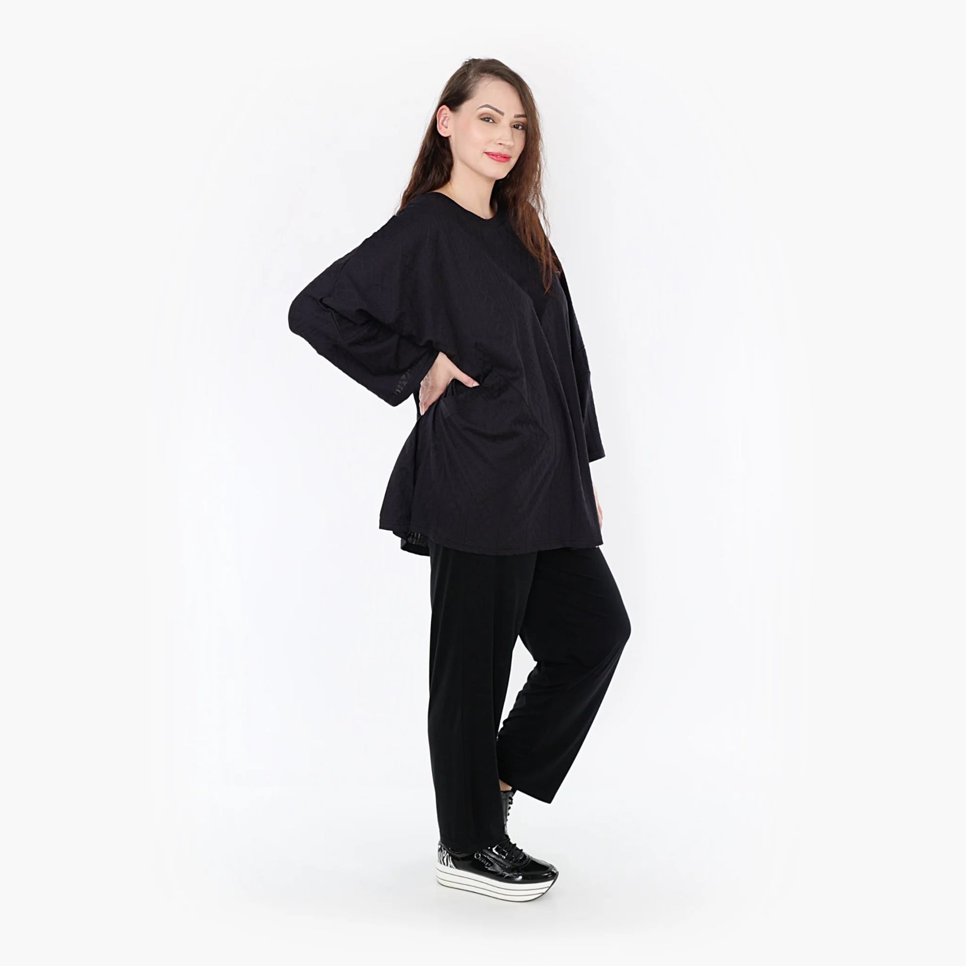 A-Form Bigshirt von AKH Fashion aus Viskose, 1340.06973, Schwarz, Schick, Modern, Bequem