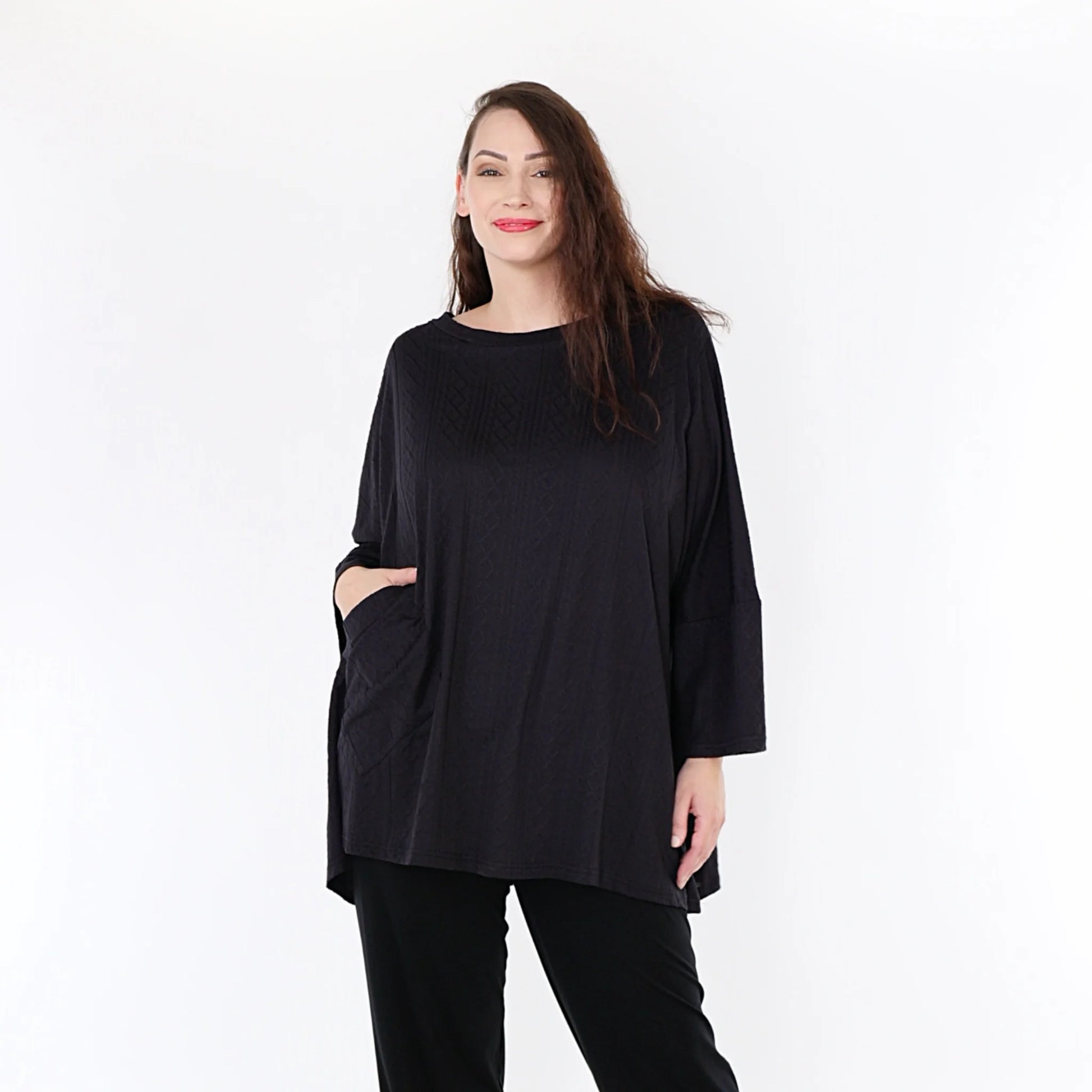 A-Form Bigshirt von AKH Fashion aus Viskose, 1340.06973, Schwarz, Schick, Modern, Bequem