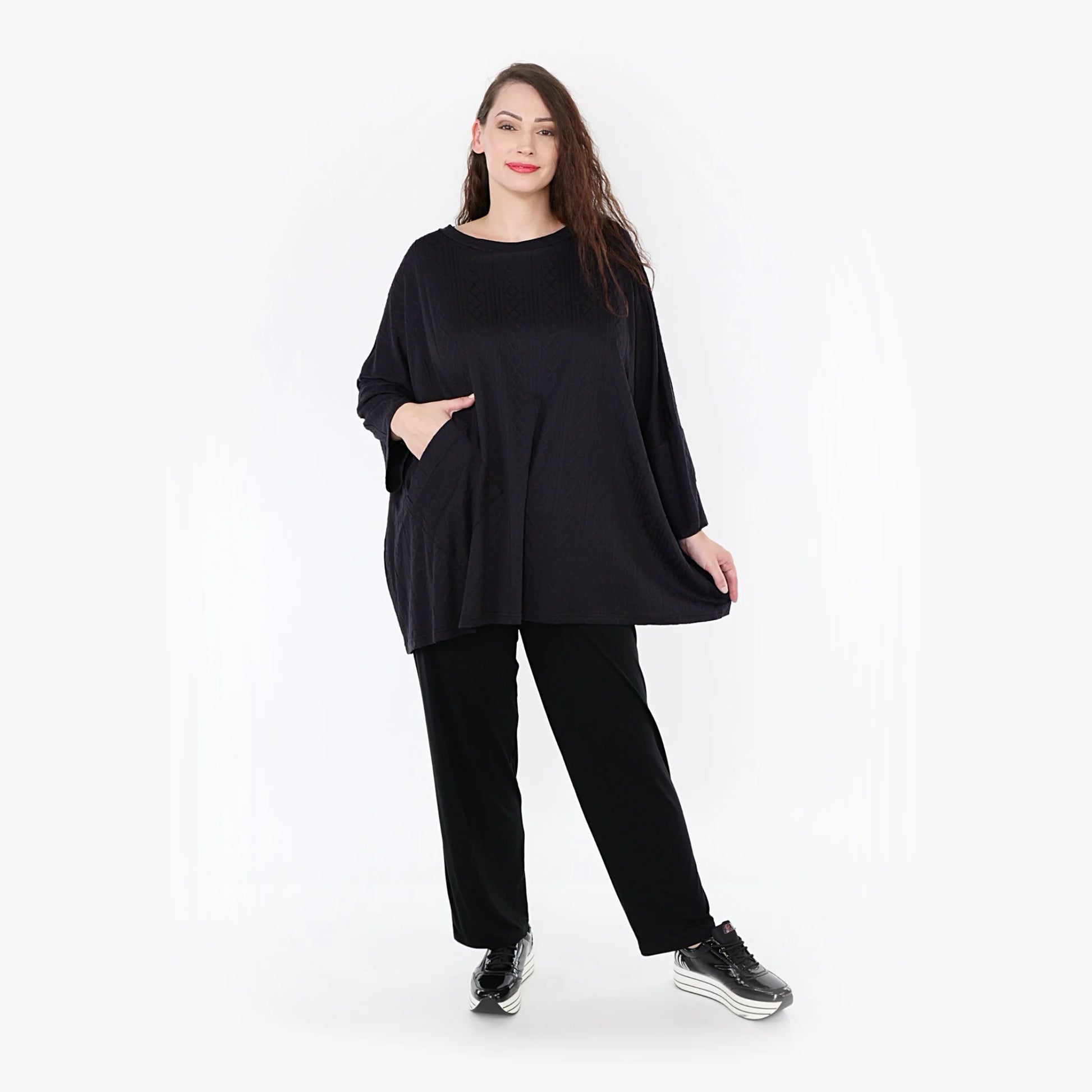 A-Form Bigshirt von AKH Fashion aus Viskose, 1340.06973, Schwarz, Schick, Modern, Bequem