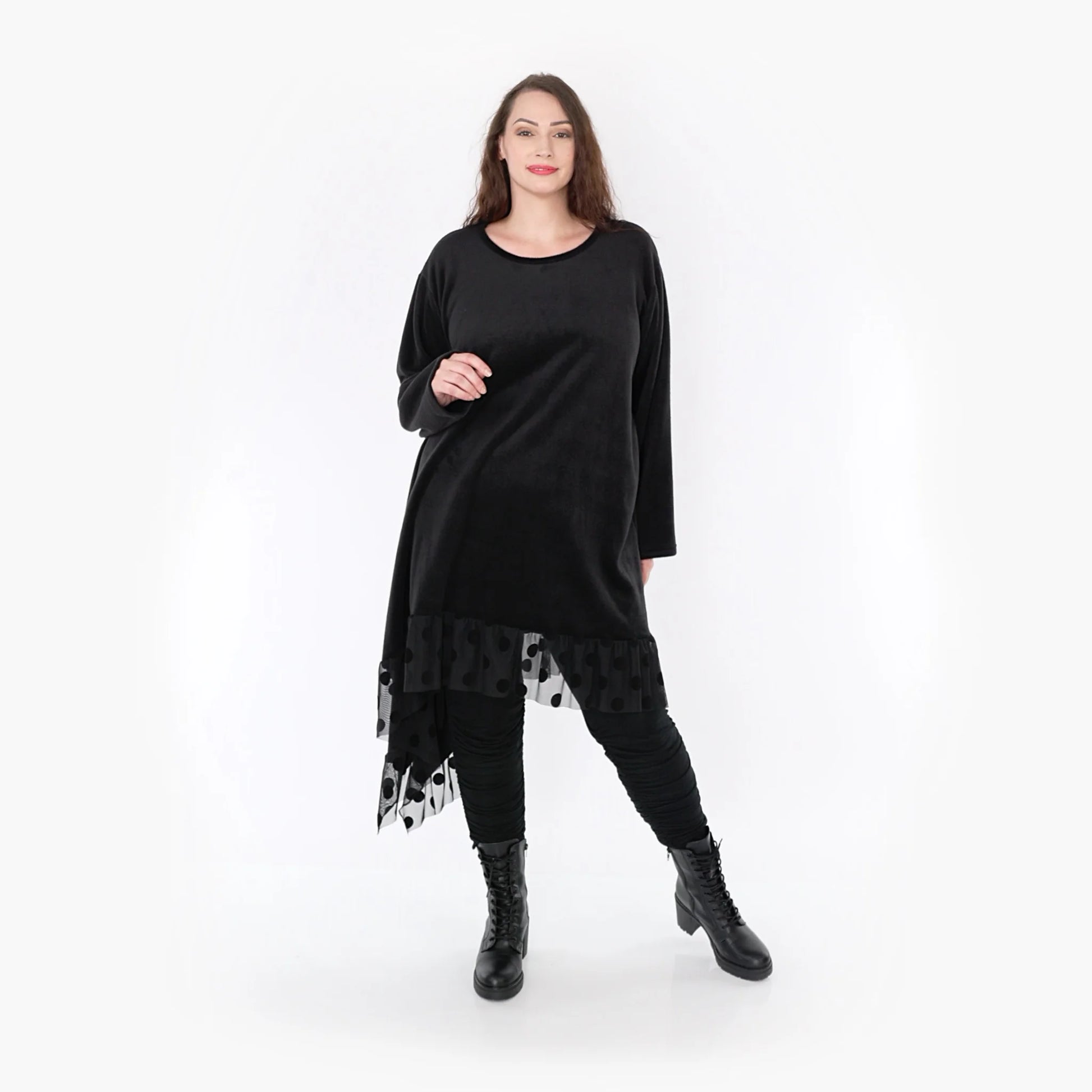 AKH Fashion Kleid in asymmetrischer Form, aus Polyester, 1348.06875, Schwarz, Schick