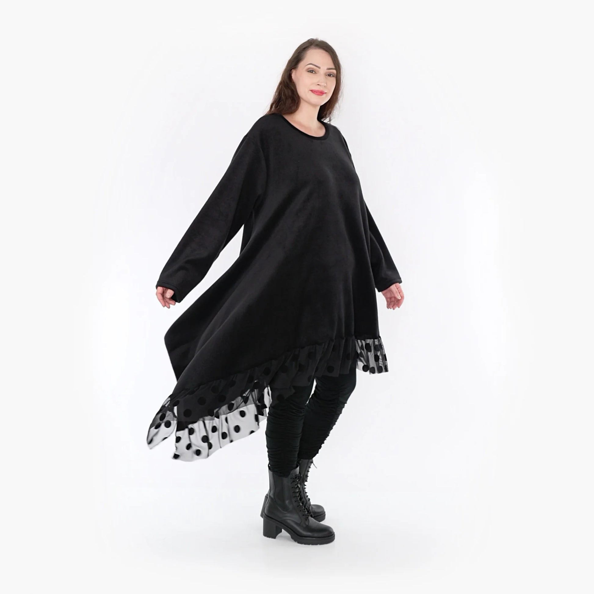 AKH Fashion Kleid in asymmetrischer Form, aus Polyester, 1348.06875, Schwarz, Schick