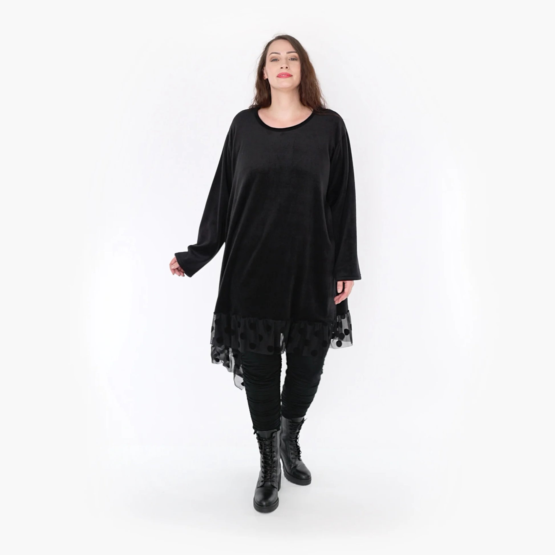 AKH Fashion Kleid in asymmetrischer Form, aus Polyester, 1348.06875, Schwarz, Schick