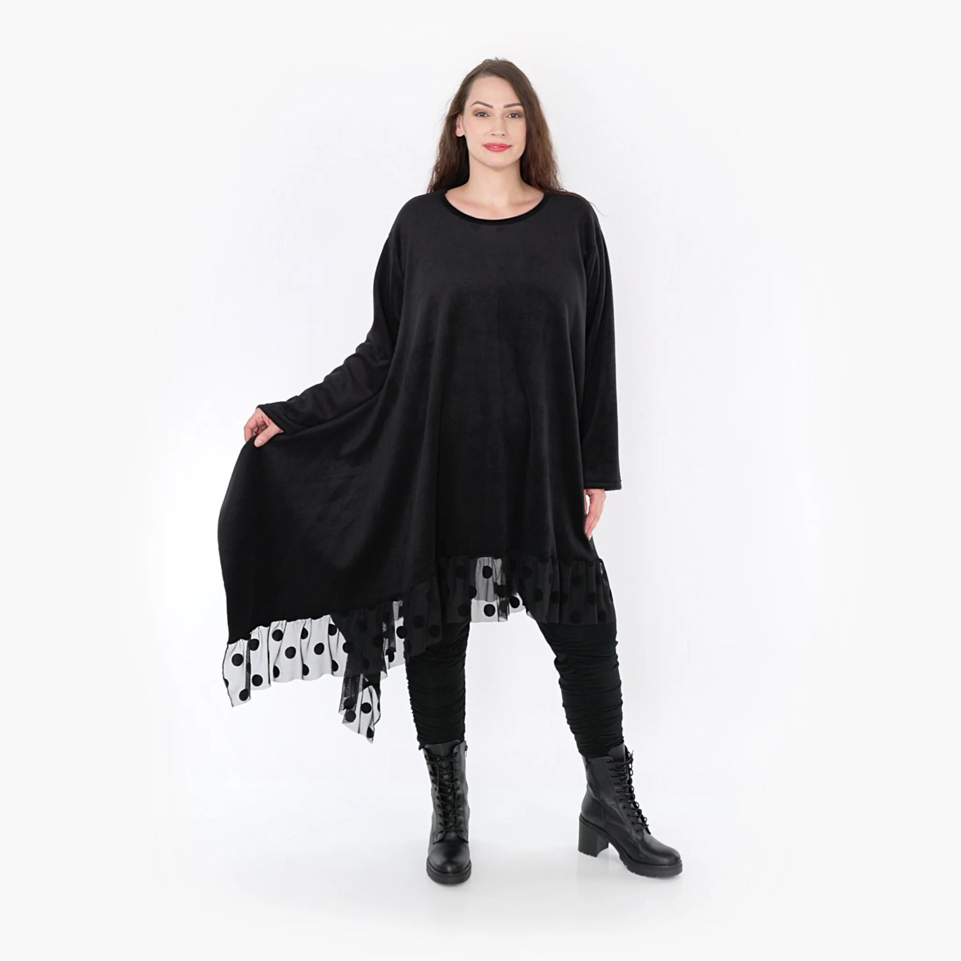 AKH Fashion Kleid in asymmetrischer Form, aus Polyester, 1348.06875, Schwarz, Schick
