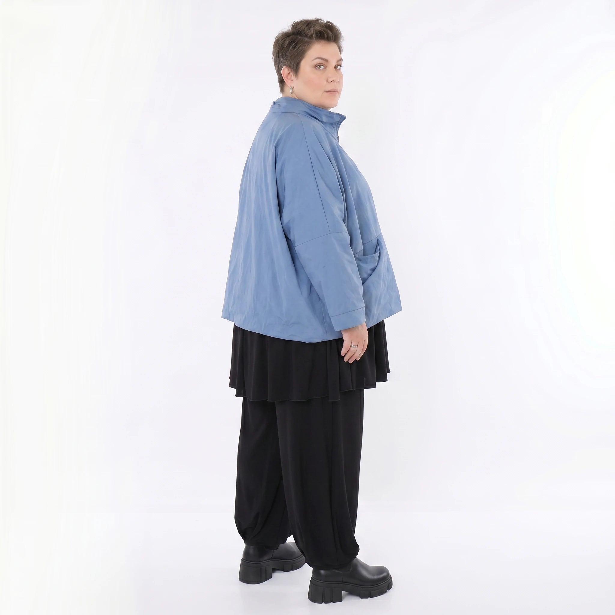 AKH Fashion Jacke in kastiger Form, aus Baumwolle, 1493.07104, Azurblau, Ausgefallen