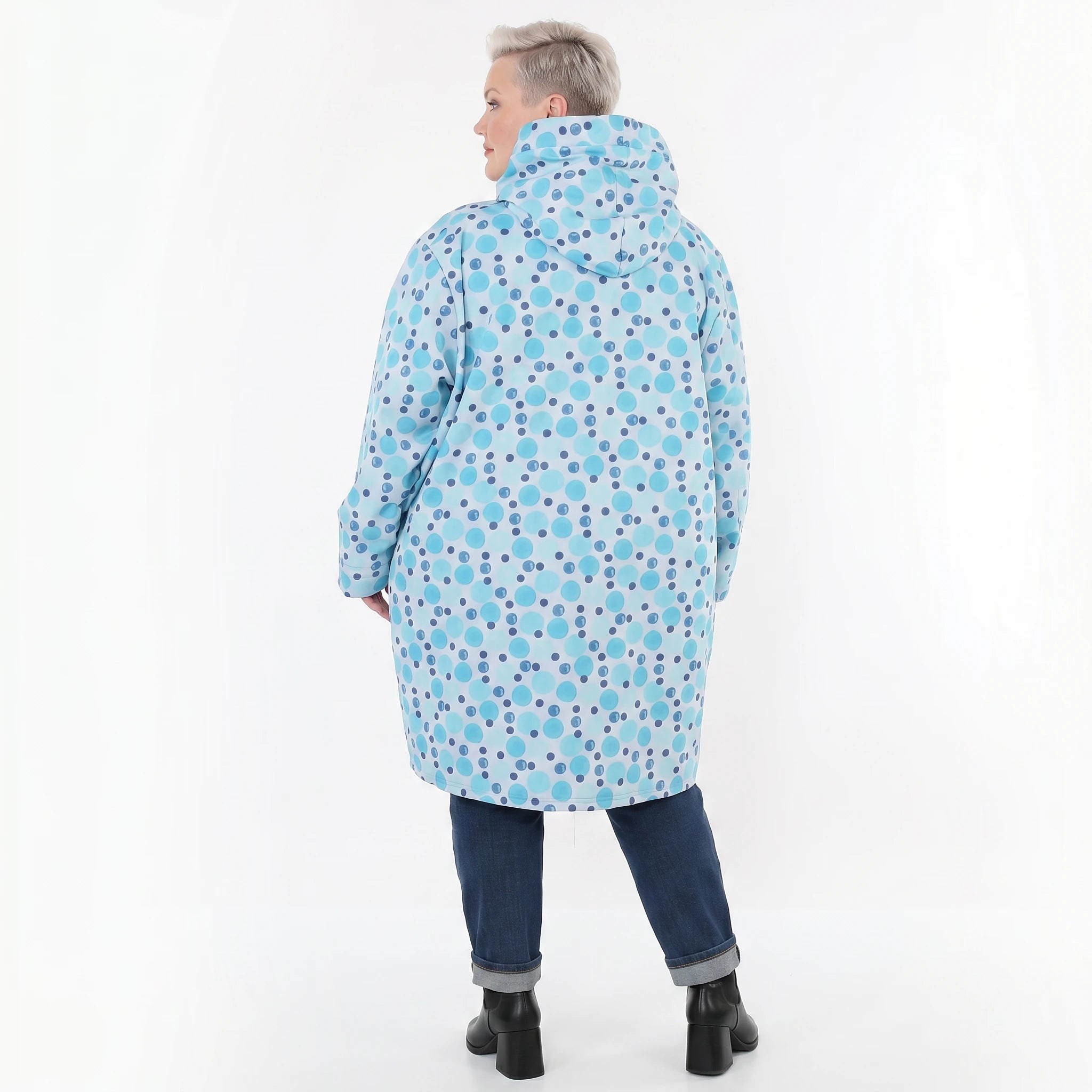 Ballonjacke von AKH Fashion aus Polyester, 1515.06660, Blau/Multi, Punkte, Ausgefallen
