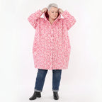 Ballonjacke aus pinkmulticolor Softshell mit Punktemuster Kapuze und weichem PolarFleece