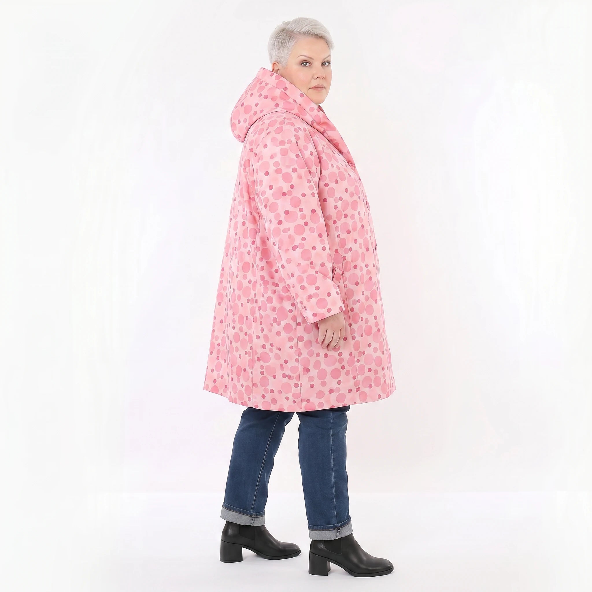Ballonjacke von AKH Fashion aus Polyester, 1515.06660, Pink/Multi, Punkte, Ausgefallen