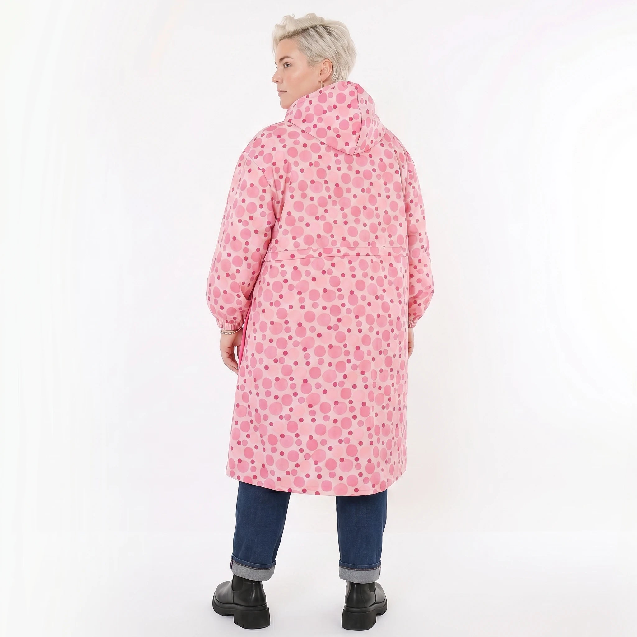 AKH Fashion Mantel in gerader Form, aus Polyester, 1515.07102, Pink/Multi, Punkte, Schick