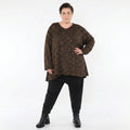 A-Form Bigshirt von AKH Fashion aus Materialmix, 1516.00593, Schwarz/Cognac/Orange, Kringel