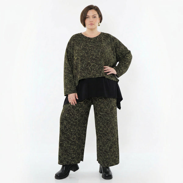 AKH Fashion Überwurf in kastiger Form, aus Materialmix, 1516.06048, Schwarz/Neongrün/Cognac