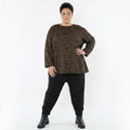 AKH Fashion Bigshirt in gerundeter Form, aus Materialmix, 1516.06815, Cognac