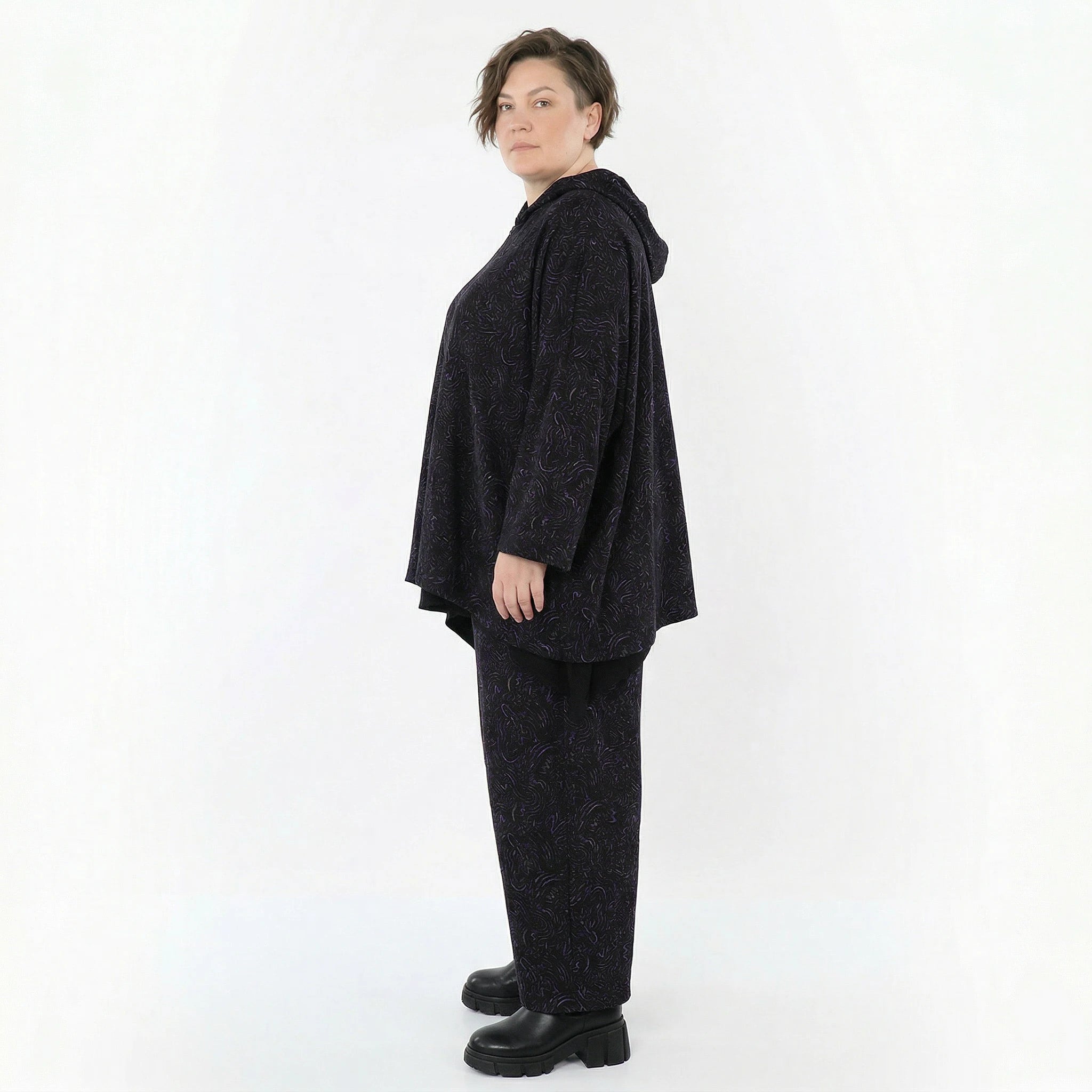 AKH Fashion Jacke in kastiger Form, aus Materialmix, 1516.07076, Violett